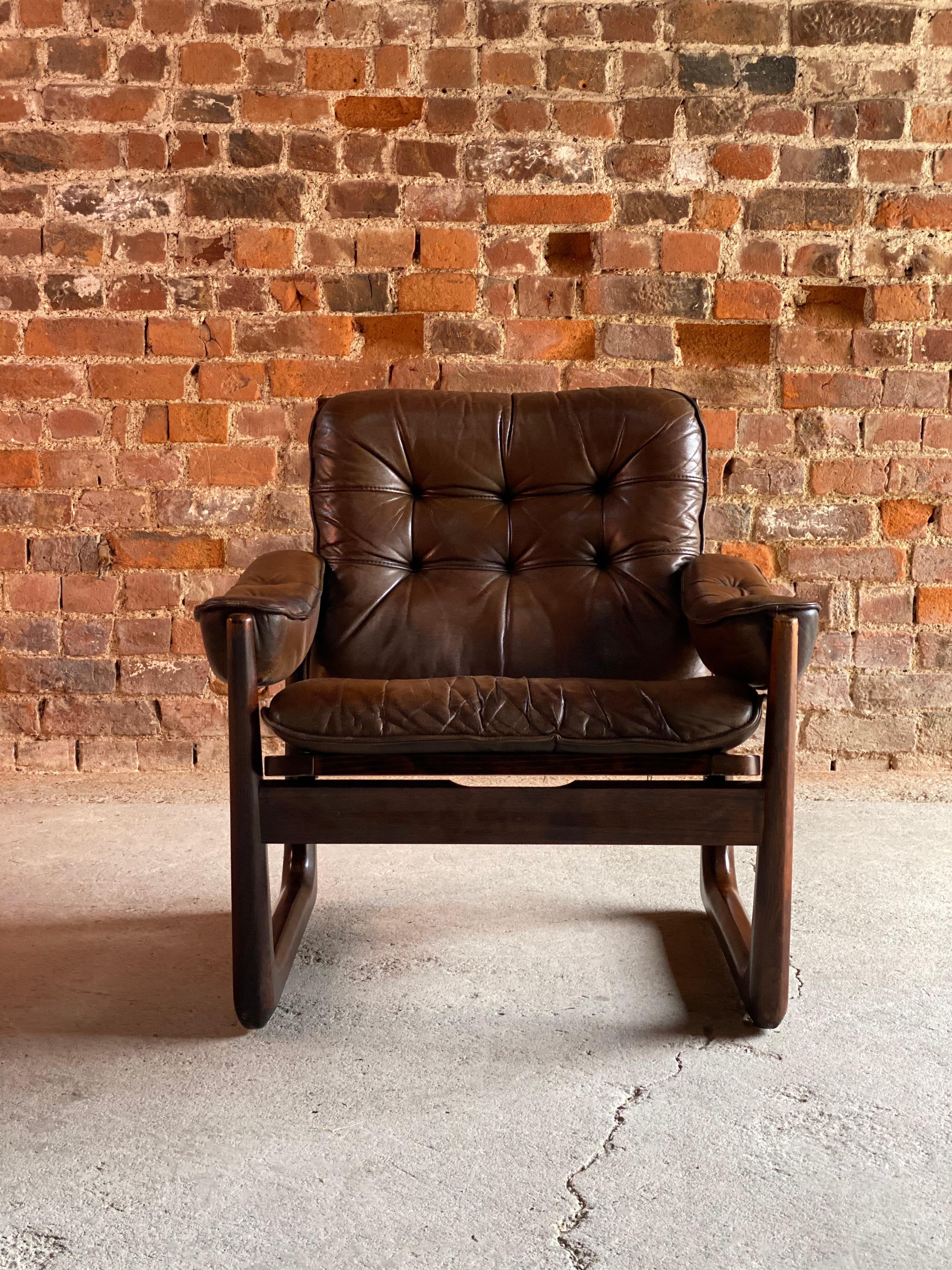 Midcentury Danish Rosewood Armchair with Sled base Rosewood, circa 1970 1
