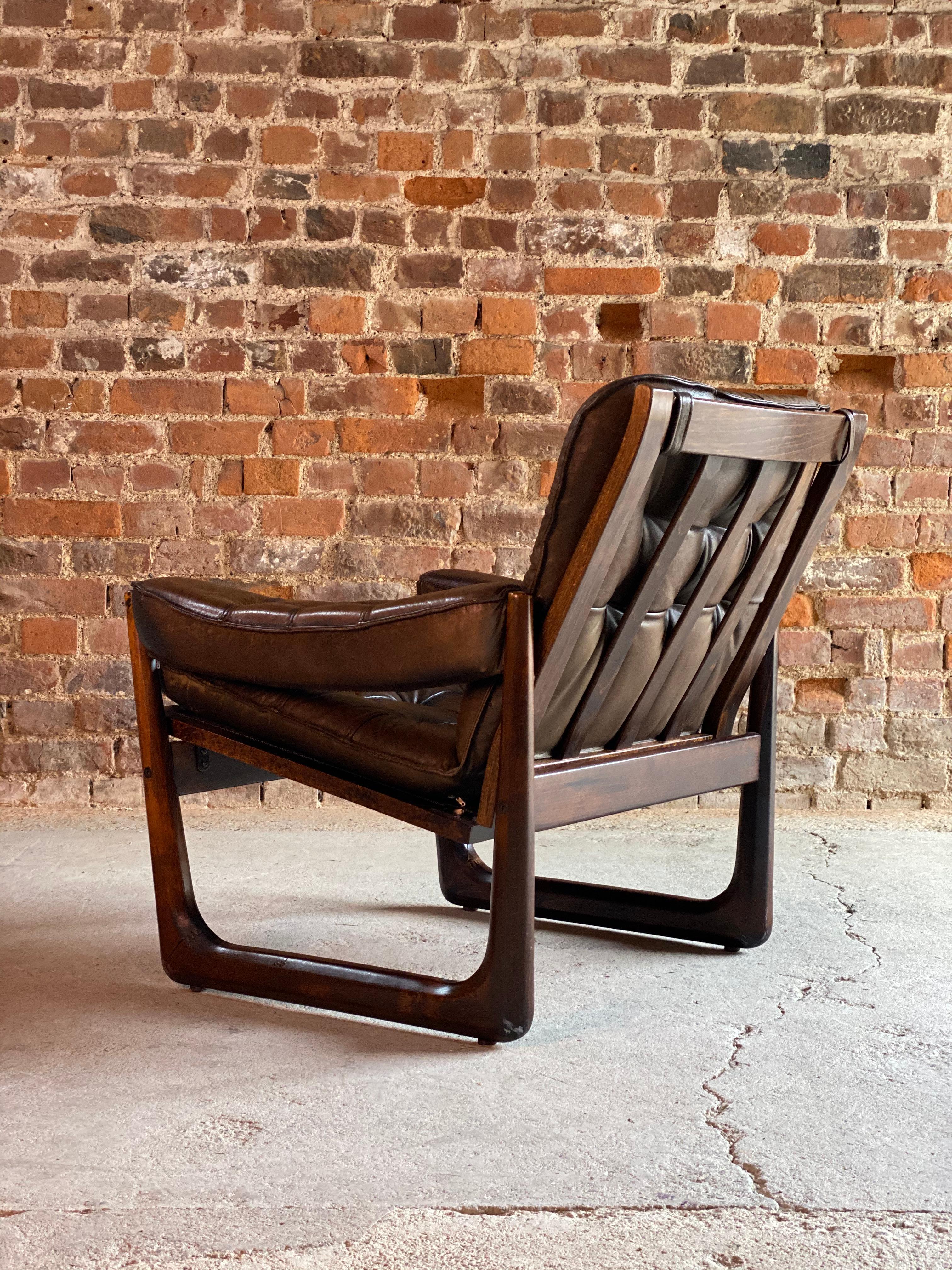 Midcentury Danish Rosewood Armchair with Sled base Rosewood, circa 1970 2