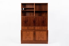 Mid Century Danish Rosewood Bookcase with Drop-Down Secretary Desk