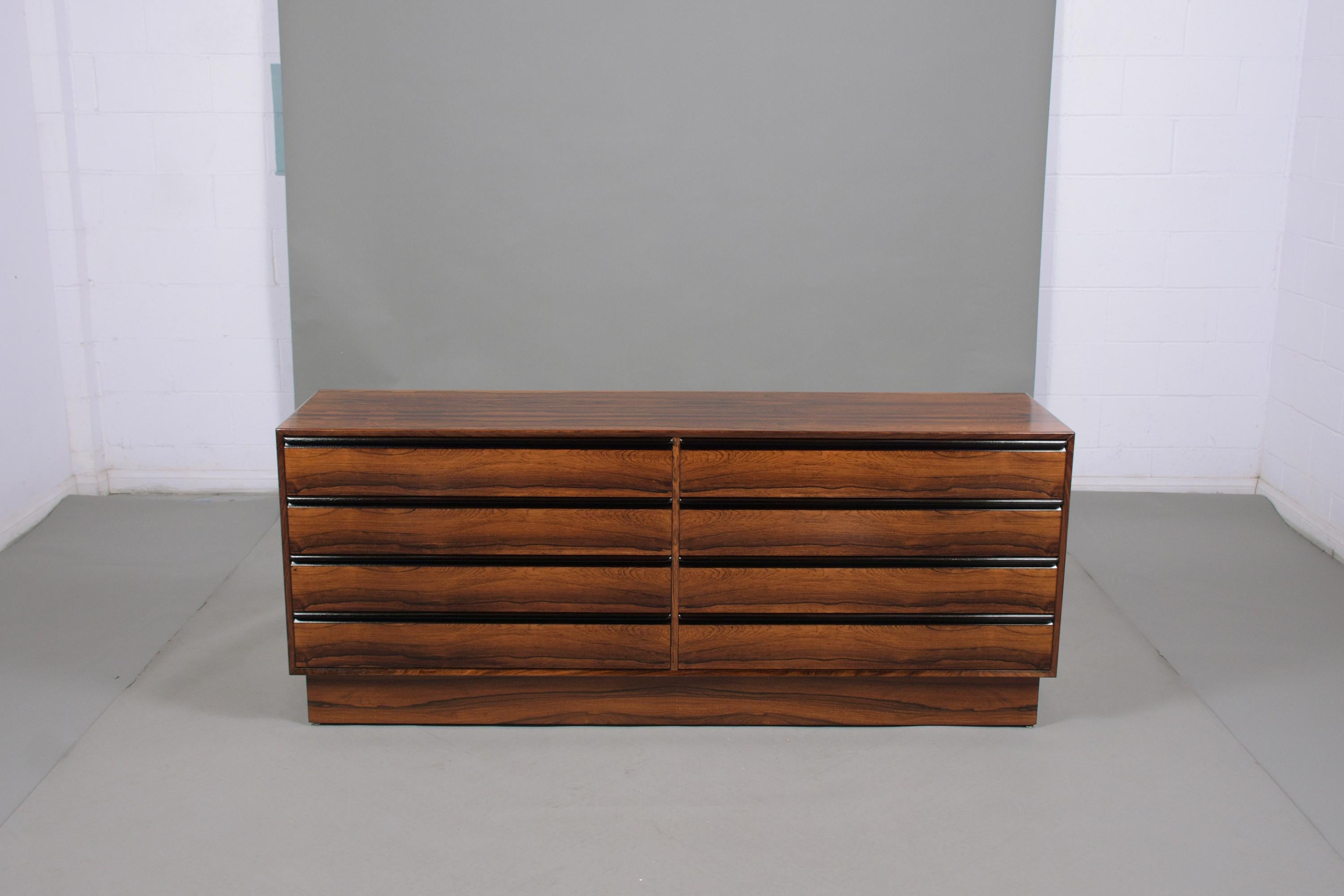 Lacquered Mid-Century Danish Rosewood Chest of Drawers