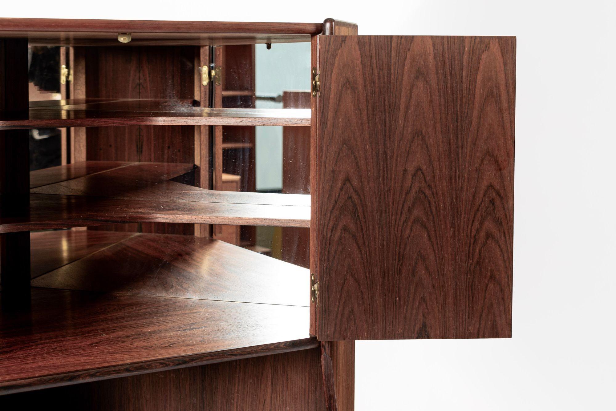Mid-20th Century Mid Century Danish Rosewood Corner Bar Cabinet 1960s For Sale