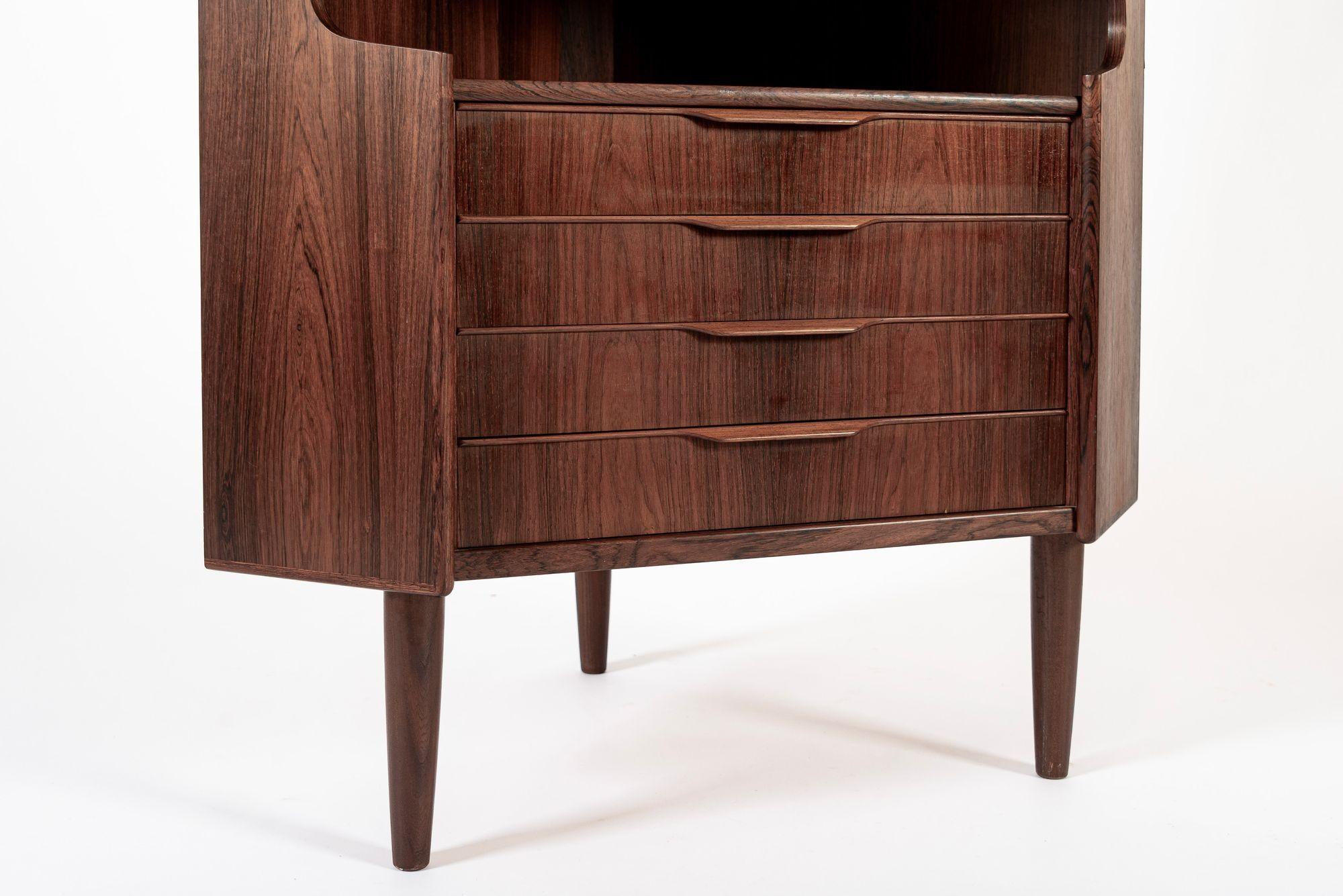 Mid Century Danish Rosewood Corner Bar Cabinet 1960s For Sale 1