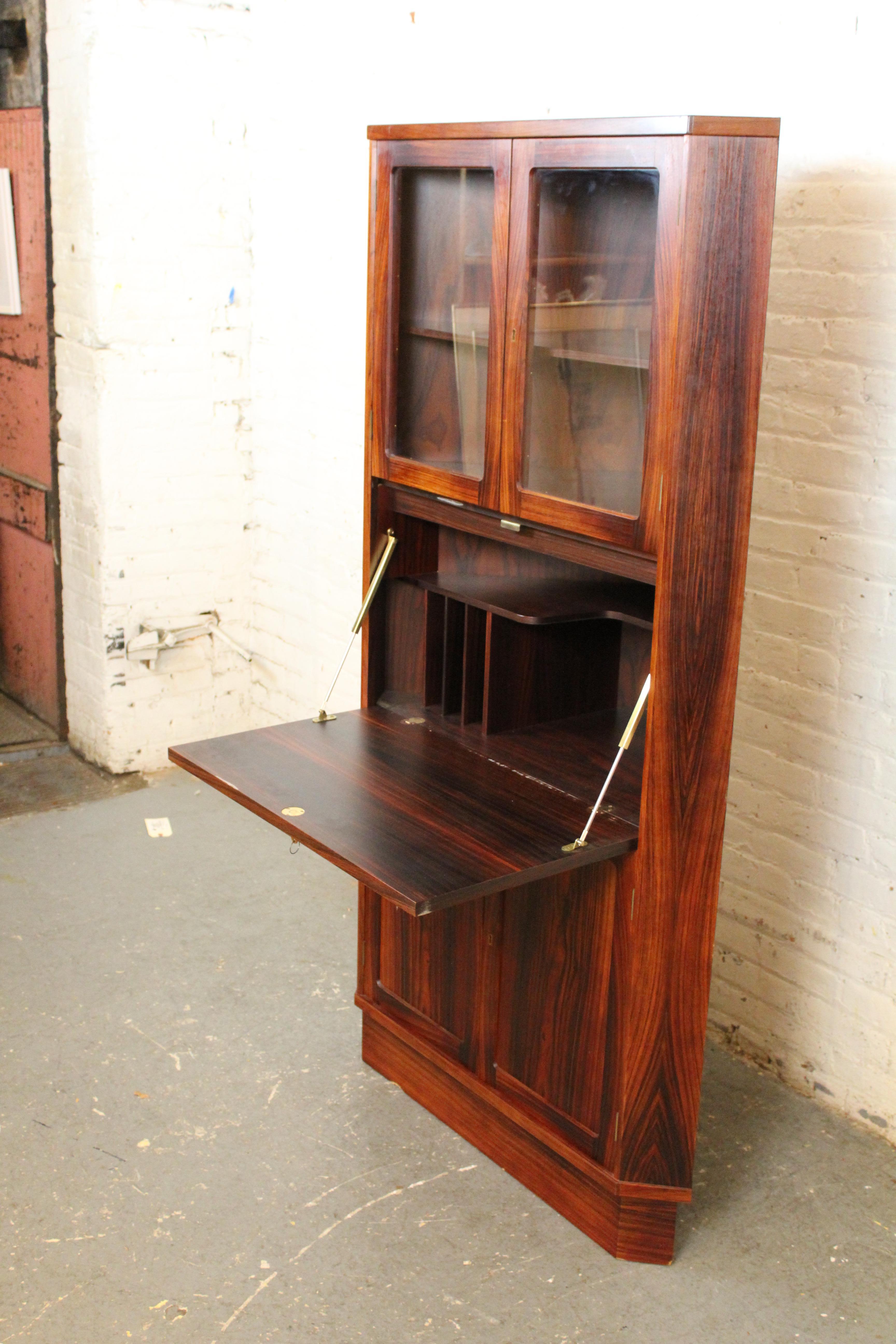 Metal Mid-Century Danish Rosewood Corner Secretary by Vinde Mobelfabrik For Sale