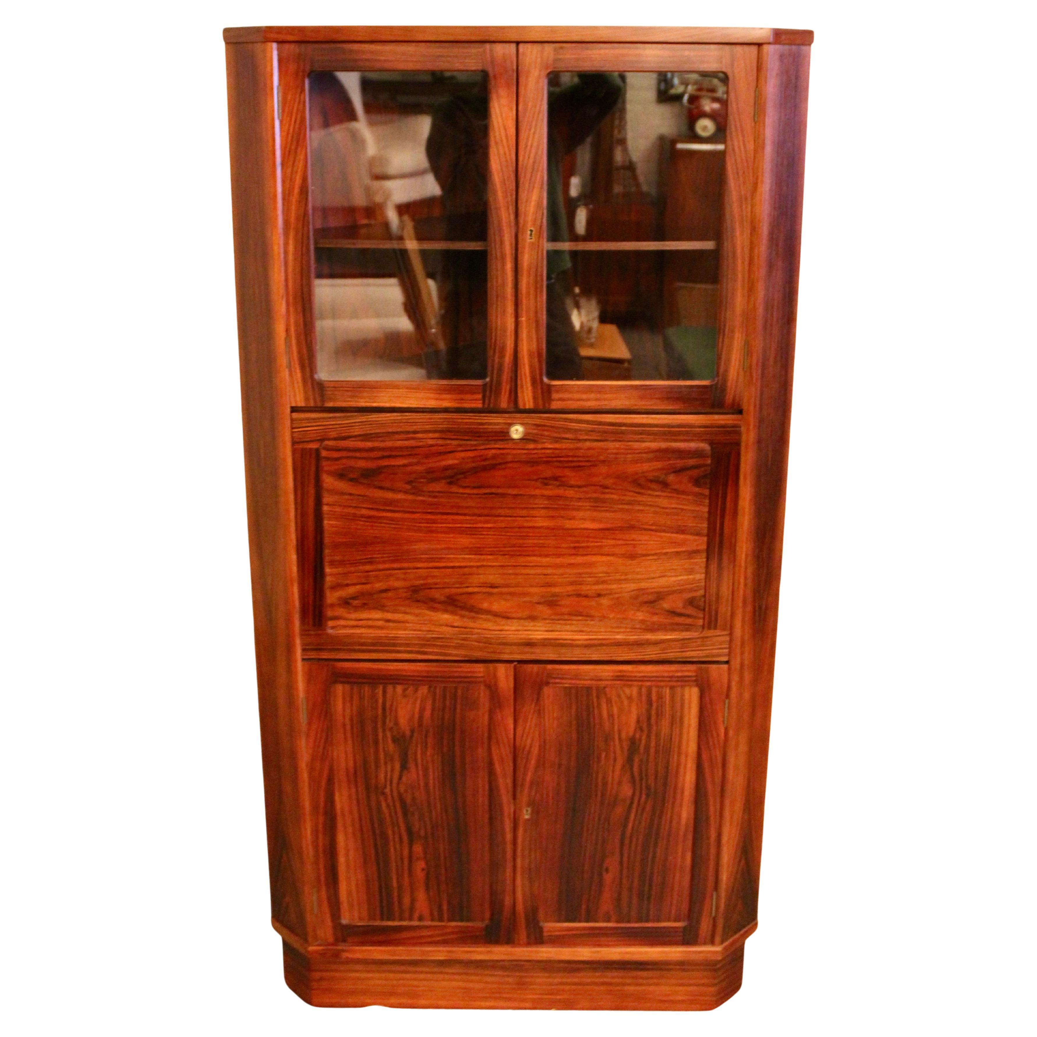 Mid-Century Danish Rosewood Corner Secretary by Vinde Mobelfabrik