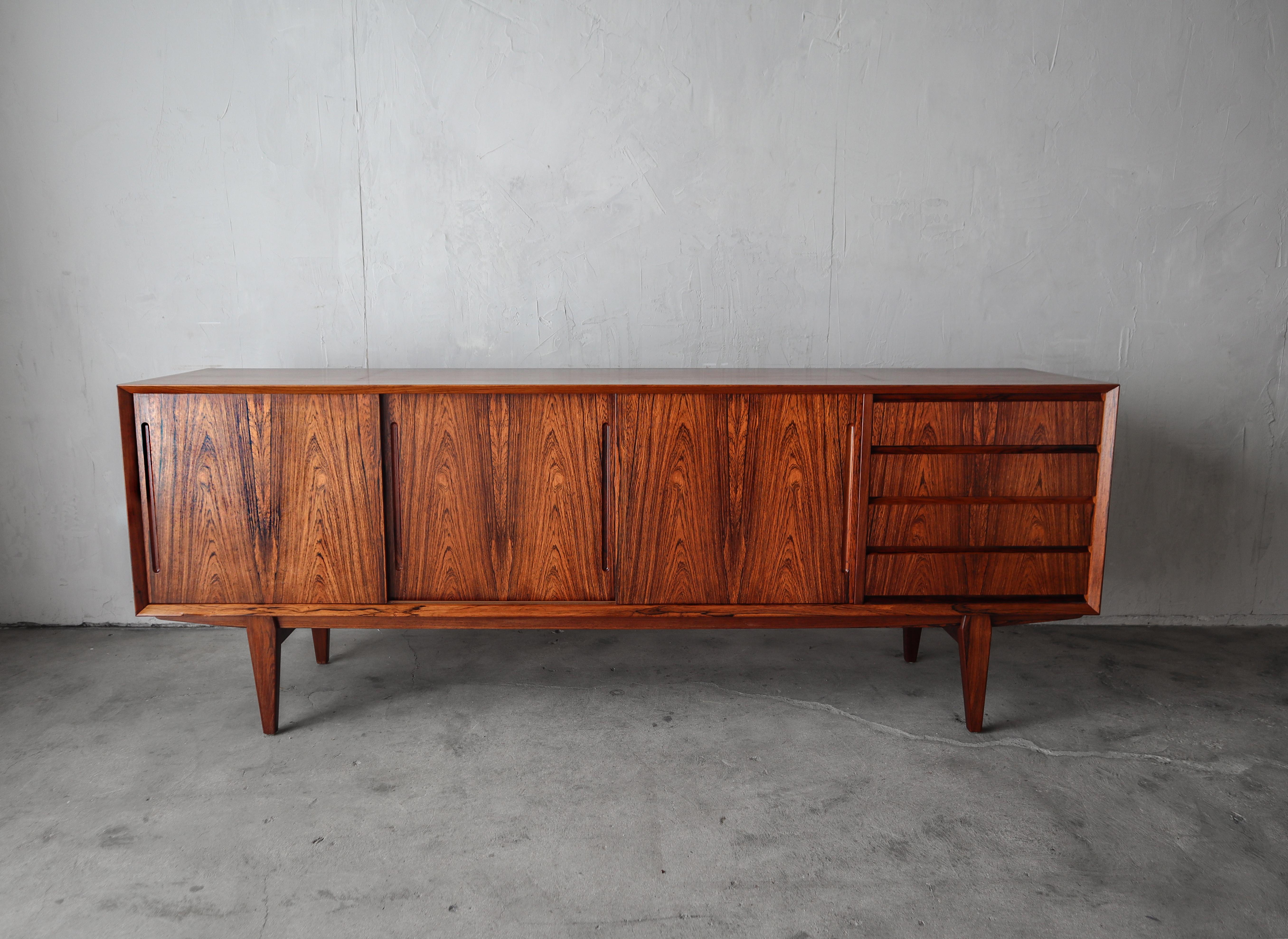20th Century Mid Century Danish Rosewood Credenza with Hutch by Poul Hundevad