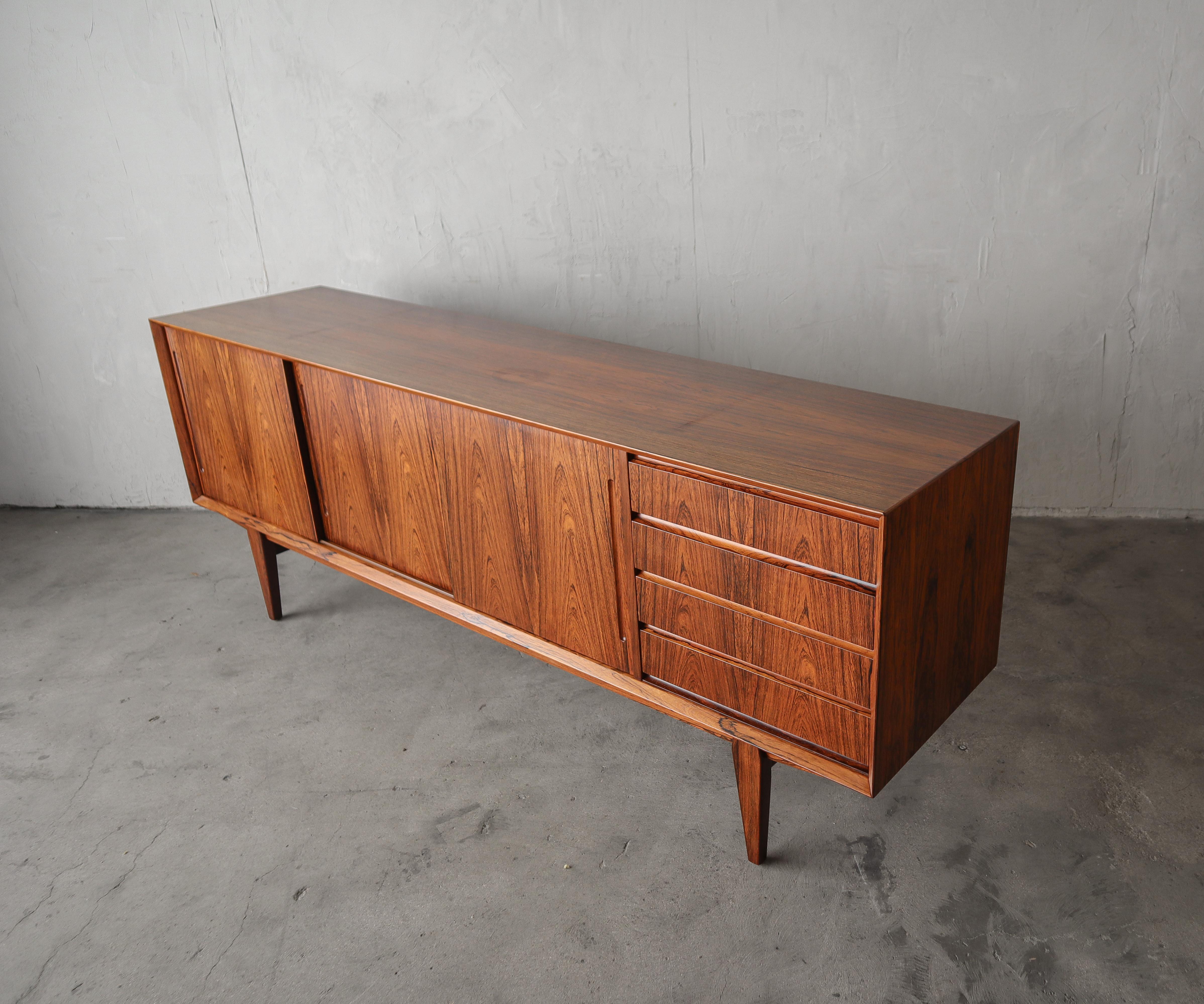 Mid Century Danish Rosewood Credenza with Hutch by Poul Hundevad 1