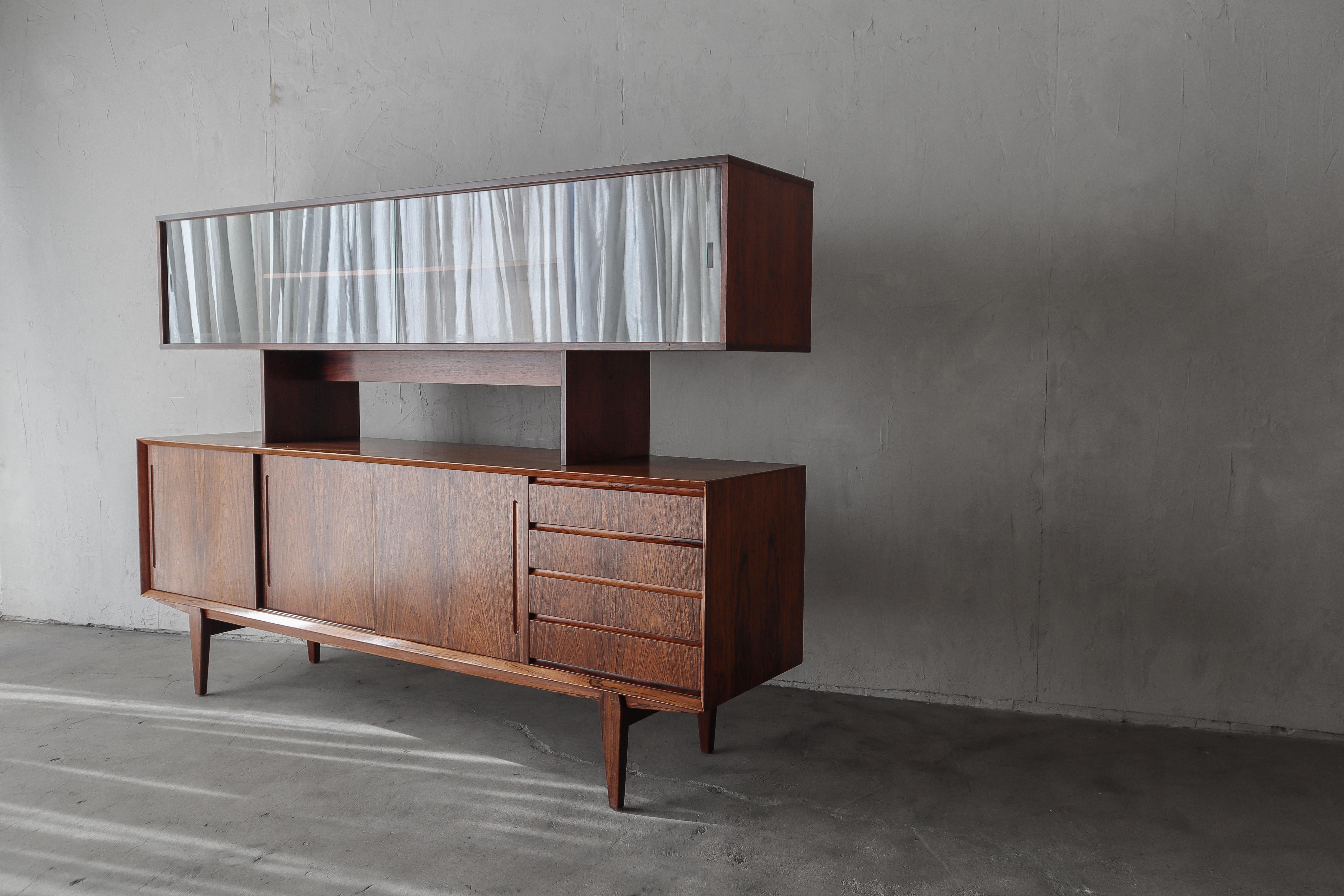 Mid Century Danish Rosewood Credenza with Hutch by Poul Hundevad 2