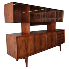 Mid Century Danish Rosewood Credenza with Hutch by Poul Hundevad