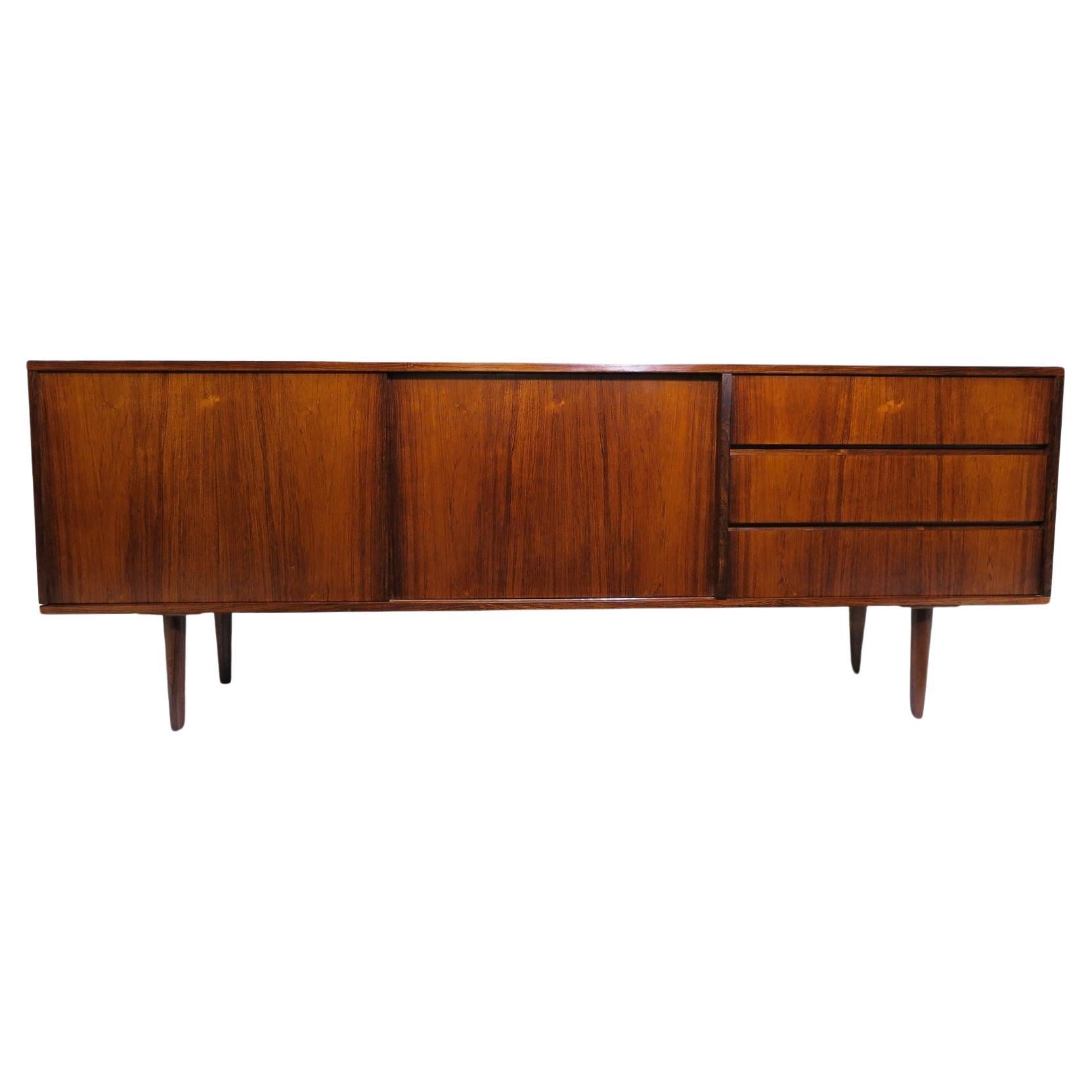 Mid-century Danish Rosewood Credenza with Sliding Doors