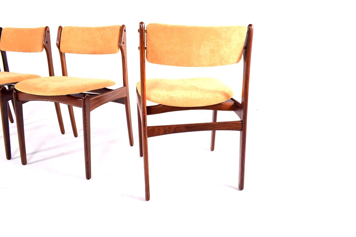 Fabric Midcentury Danish Rosewood Dining Chairs by Erik Buch for OD Møbler