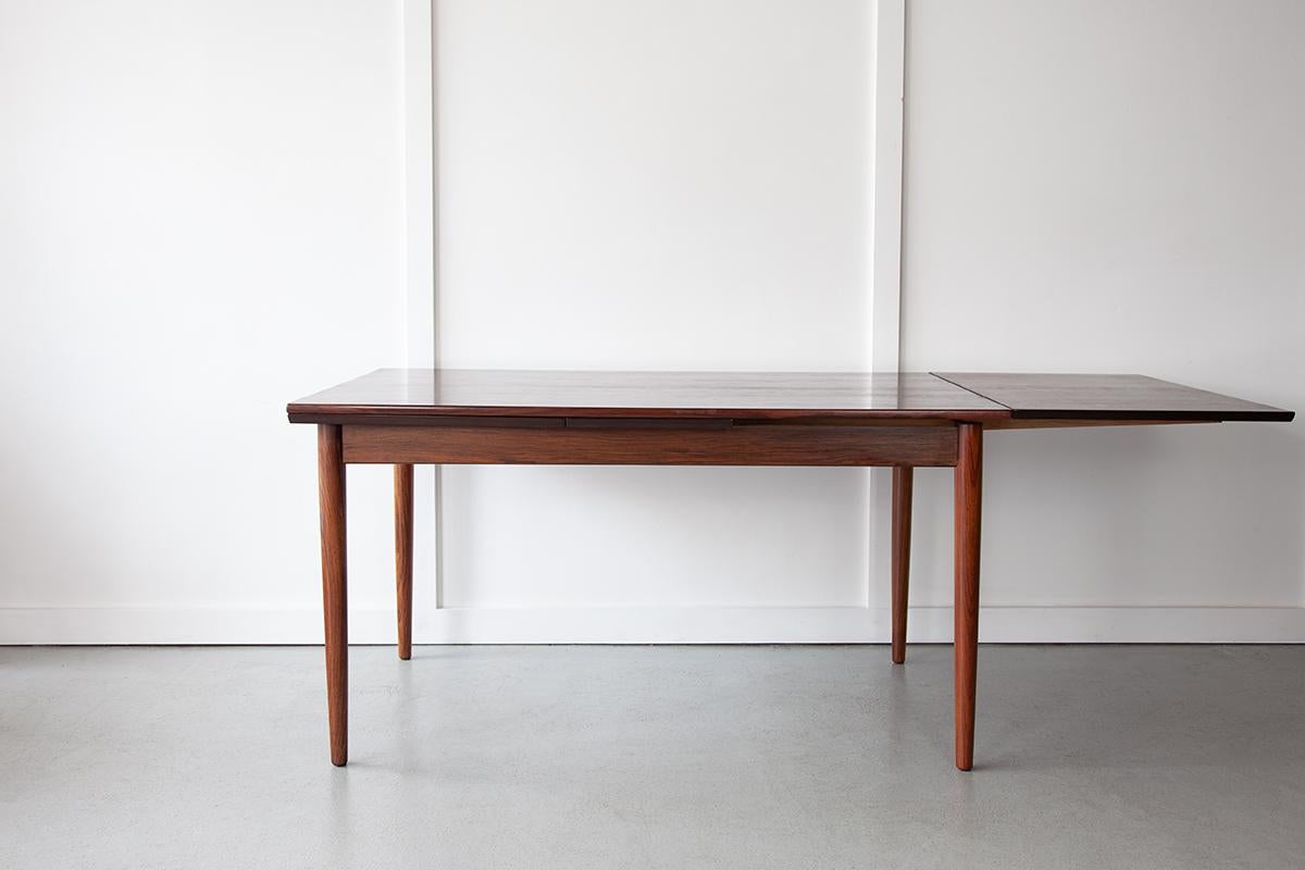 Mid-Century Modern Mid Century, Danish Rosewood Dining Table with Extending Leaves For Sale