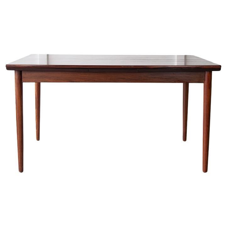 Mid Century, Danish Rosewood Dining Table with Extending Leaves For Sale