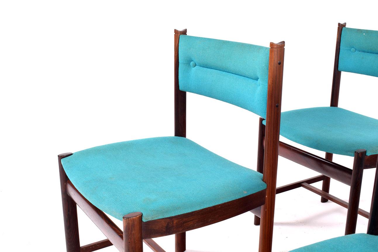 Fabric Mid-Century Danish Rosewood Dinning Chairs, 1960 For Sale