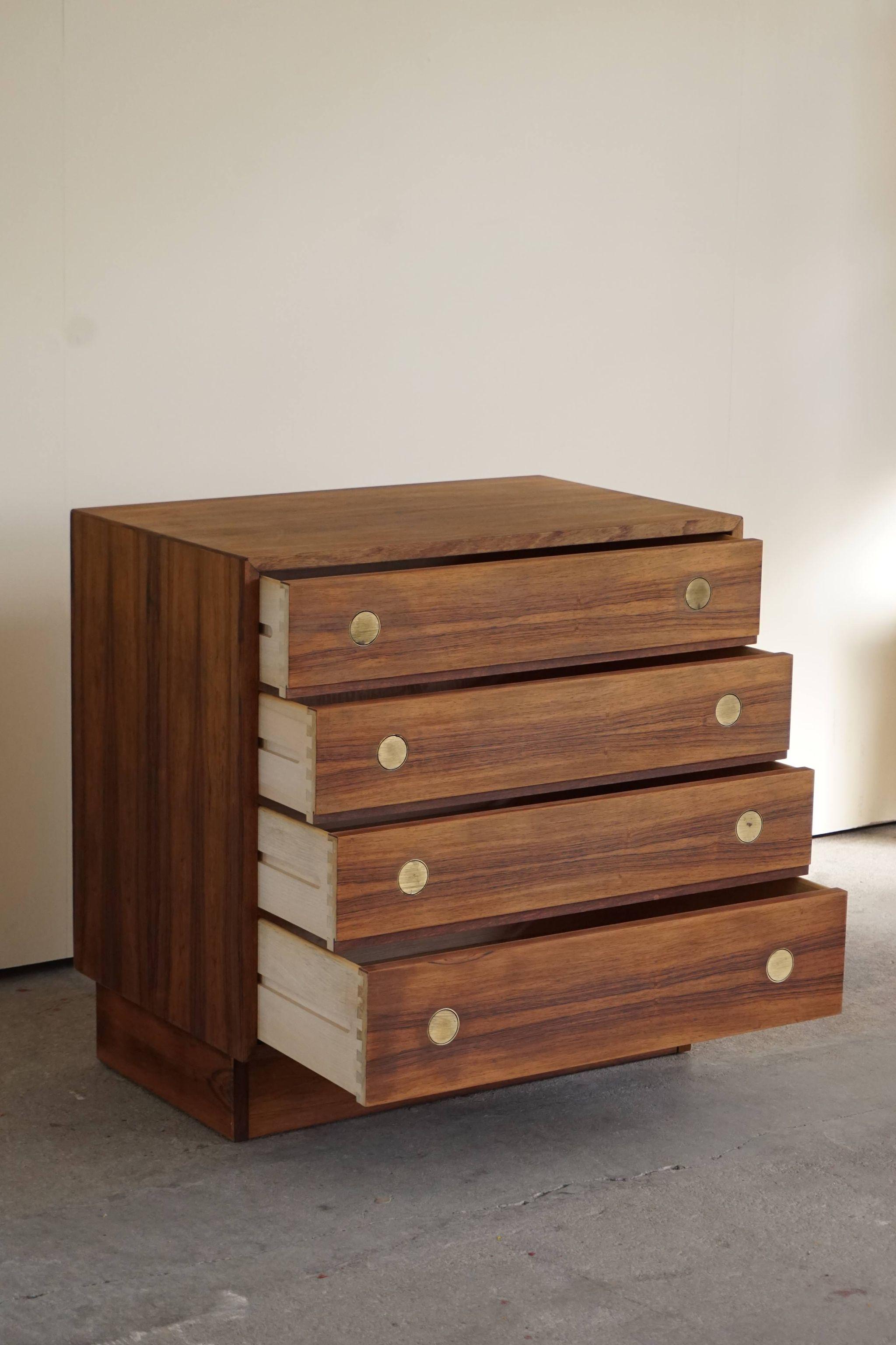 Mid-20th Century Mid Century Danish Rosewood Dresser with Brass Handles, by Dyrlund, 1960s