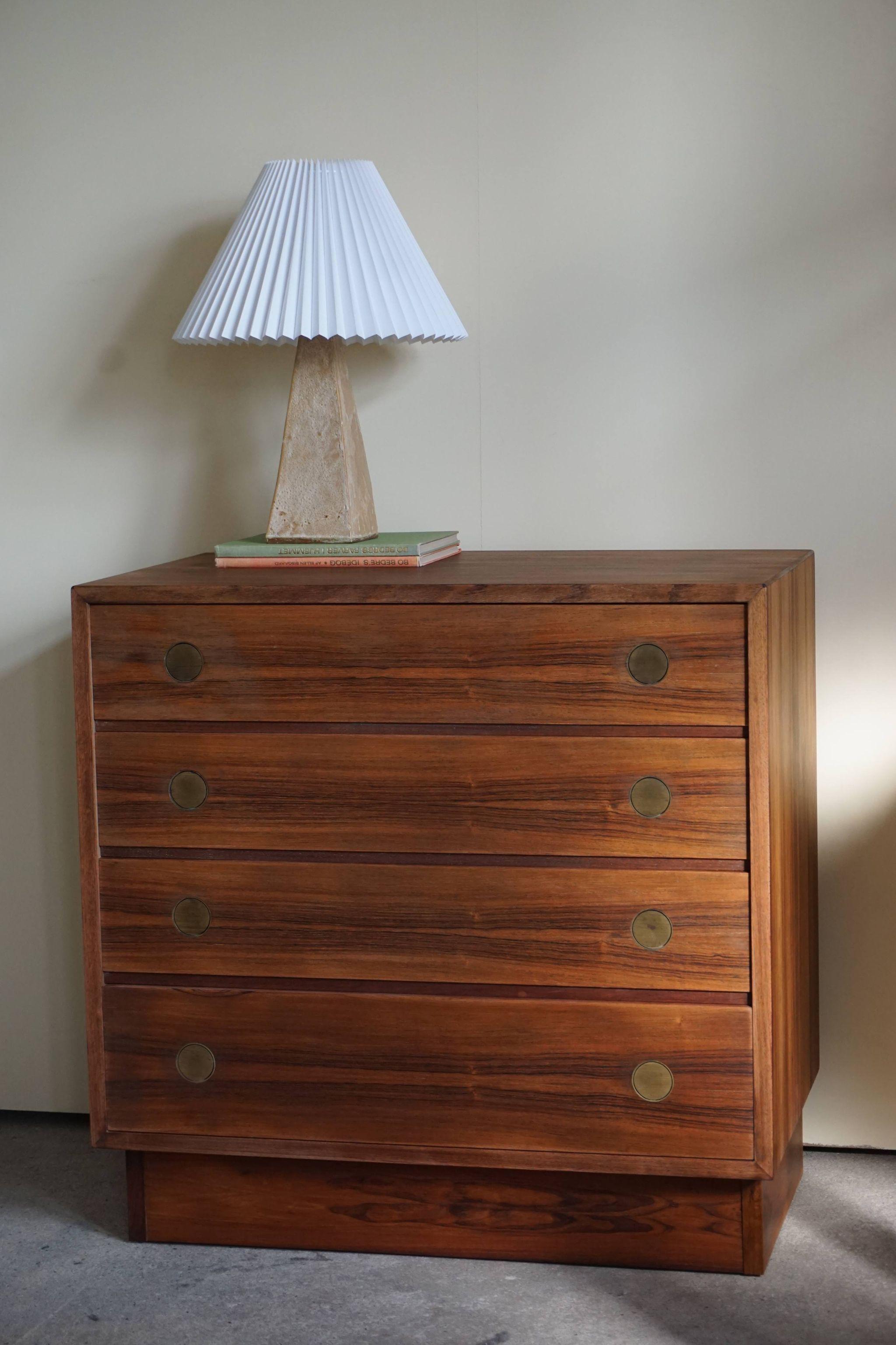 Mid Century Danish Rosewood Dresser with Brass Handles, by Dyrlund, 1960s 4