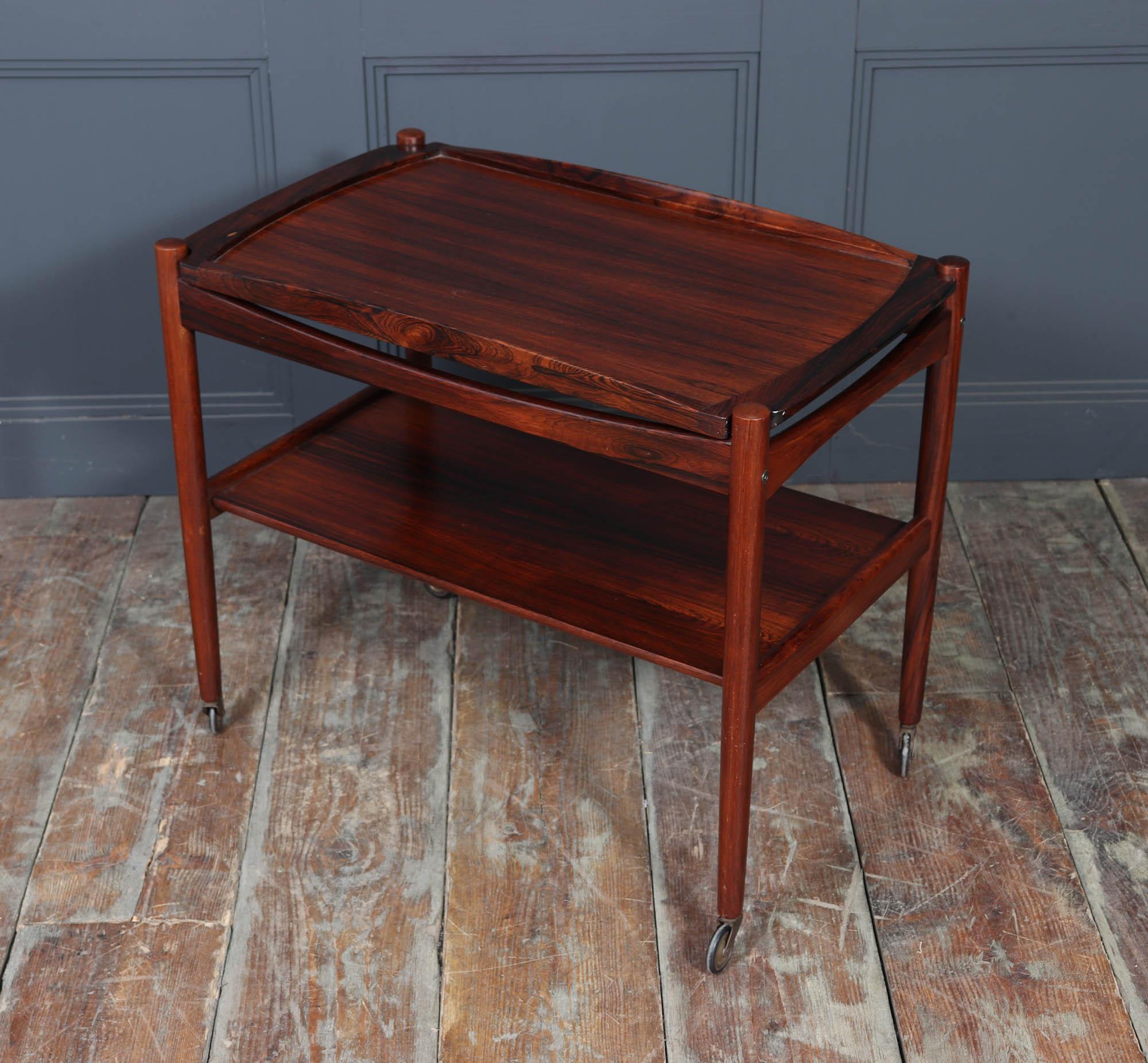 Mid-Century Danish Rosewood Drinks Trolley, 1960s For Sale 11