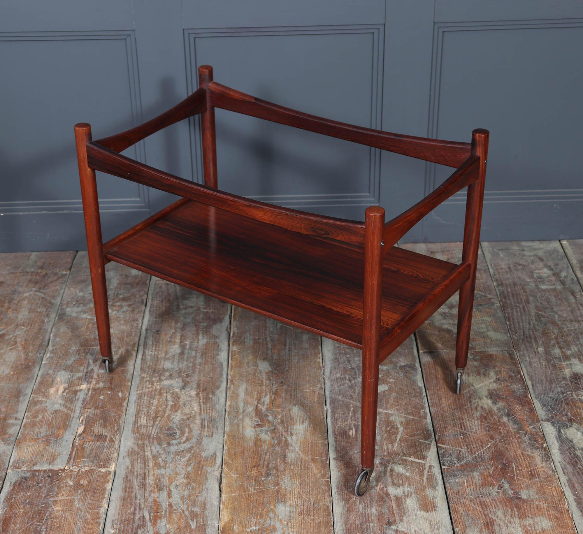 Mid-Century Danish Rosewood Drinks Trolley, 1960s For Sale 12