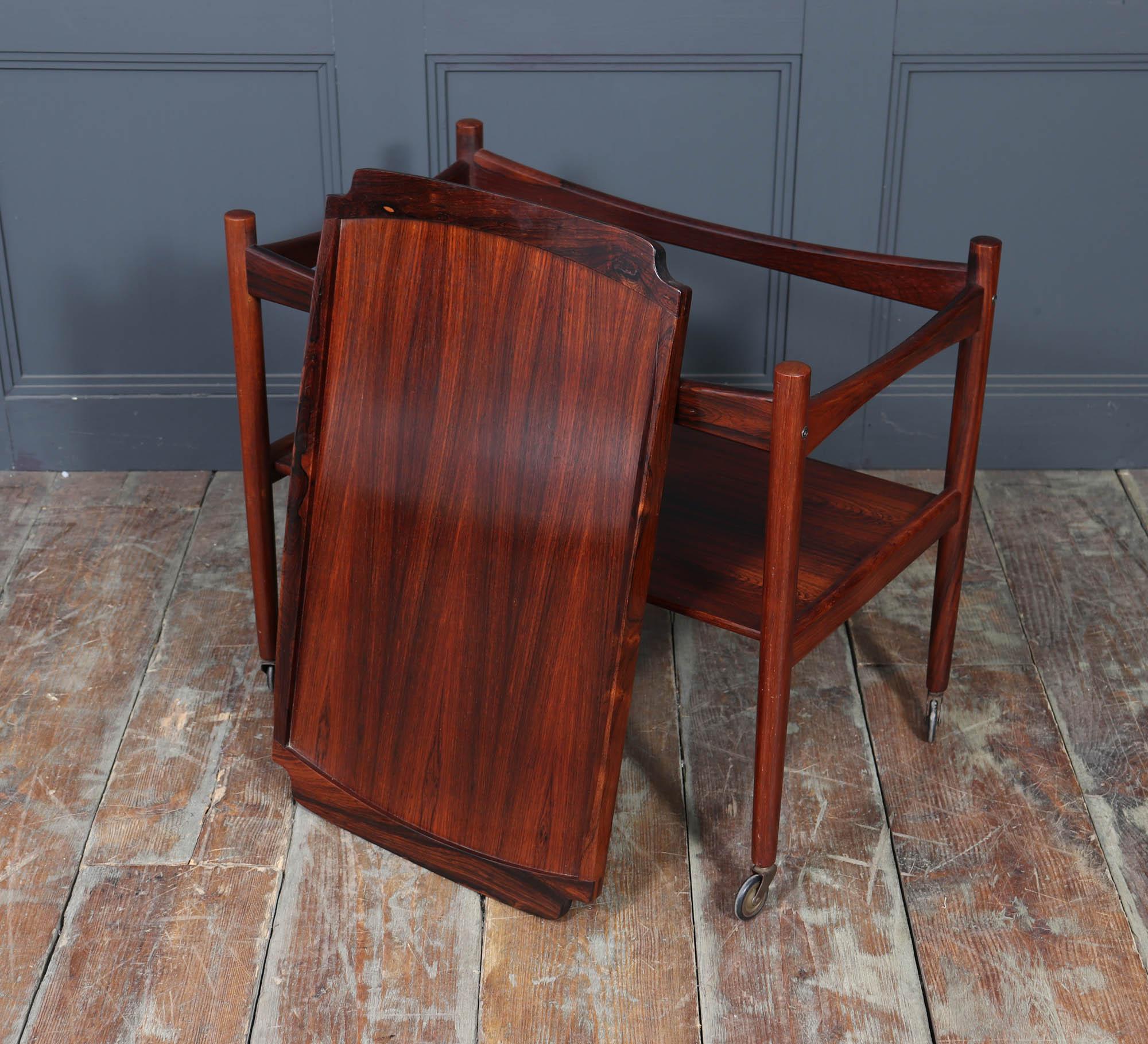 Mid-Century Danish Rosewood Drinks Trolley, 1960s For Sale 13