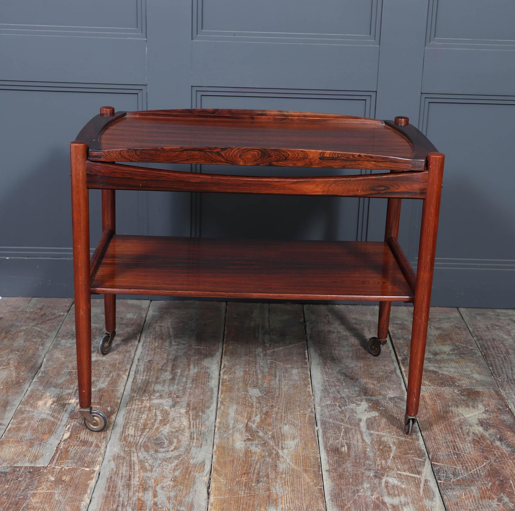 Mid-20th Century Mid-Century Danish Rosewood Drinks Trolley, 1960s For Sale