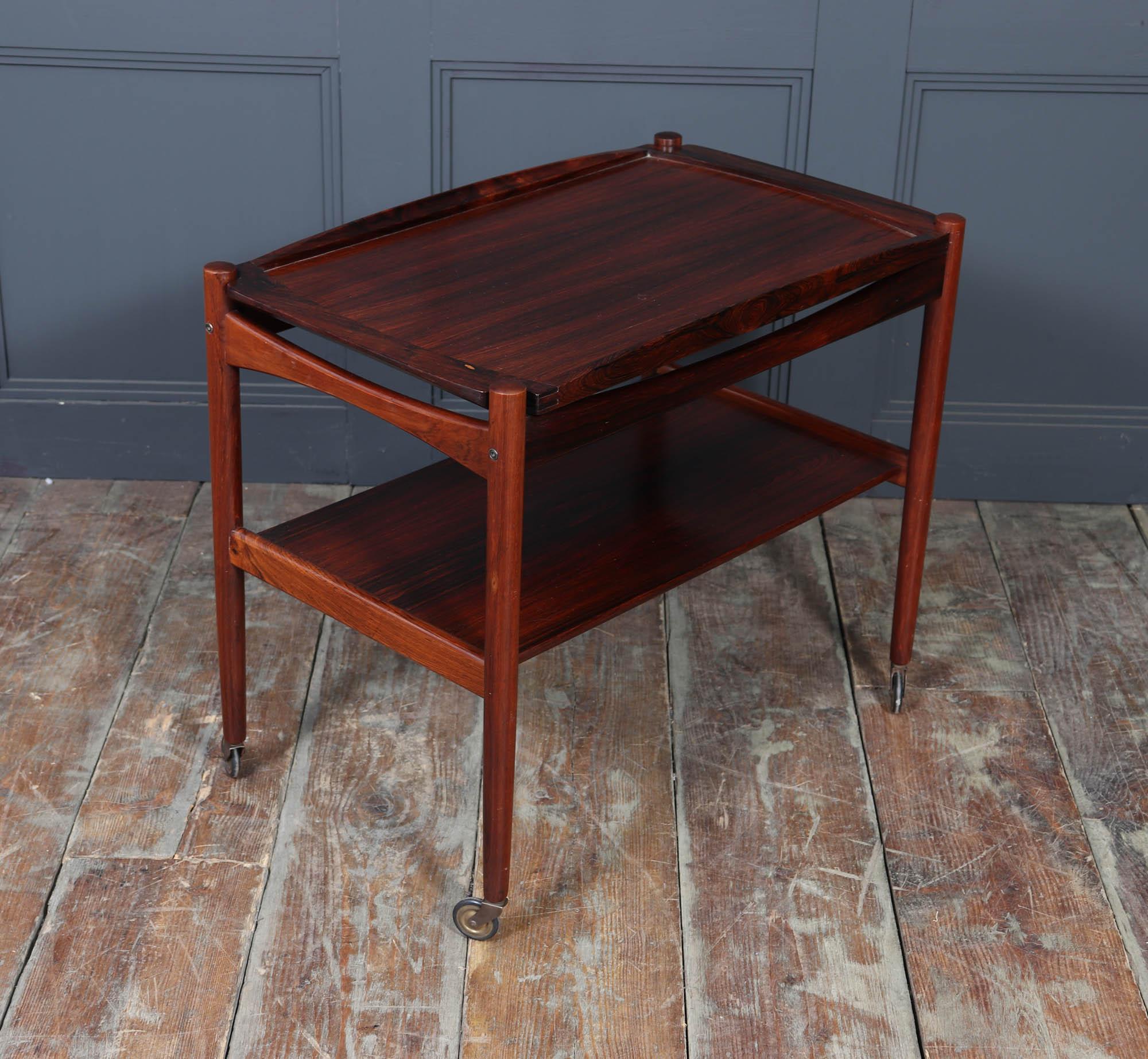 Mid-Century Danish Rosewood Drinks Trolley, 1960s For Sale 4