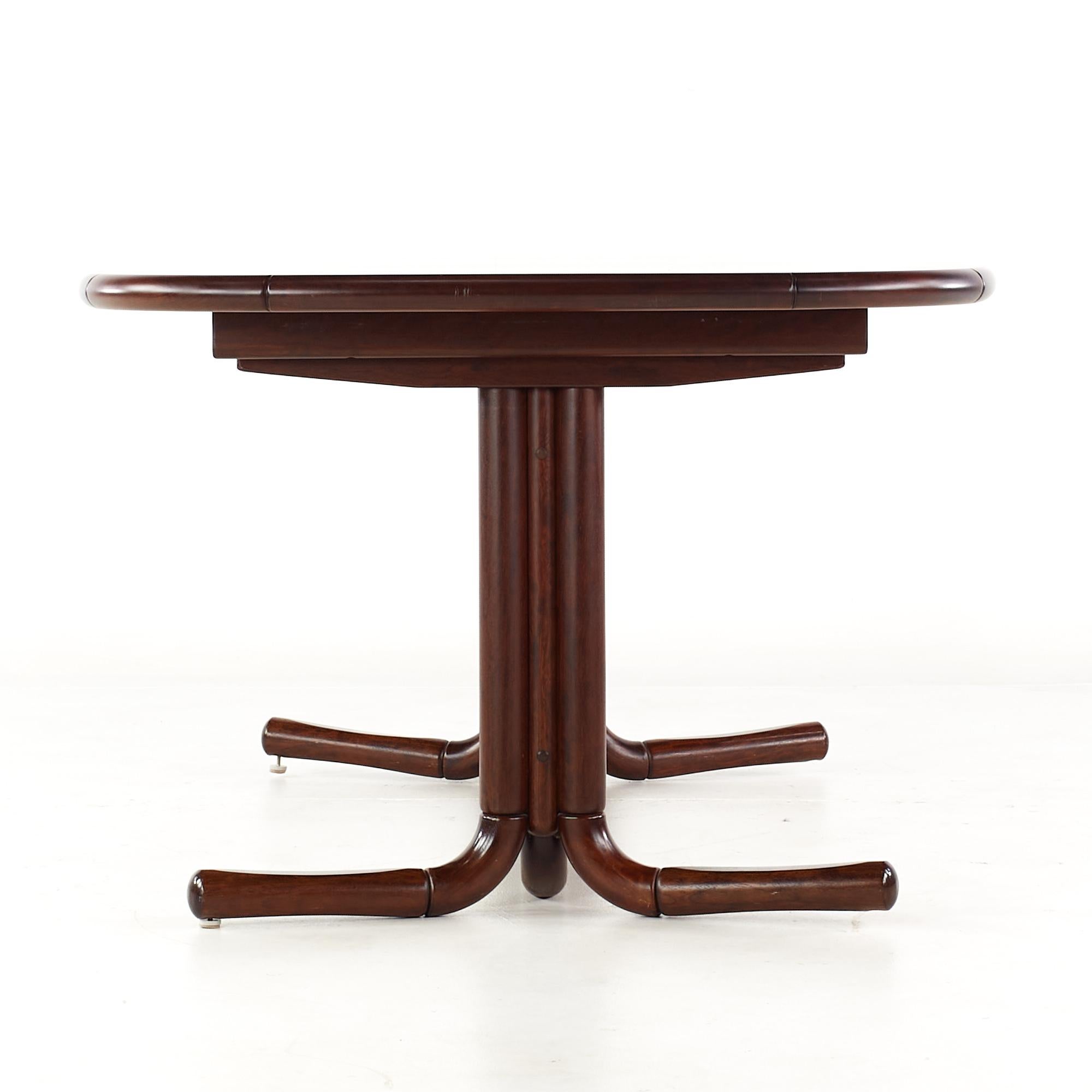 Late 20th Century Mid Century Danish Rosewood Expanding Dining Table with 2 Leaves For Sale