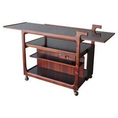 Mid Century Danish Rosewood Extending Trolley Bar Cart
