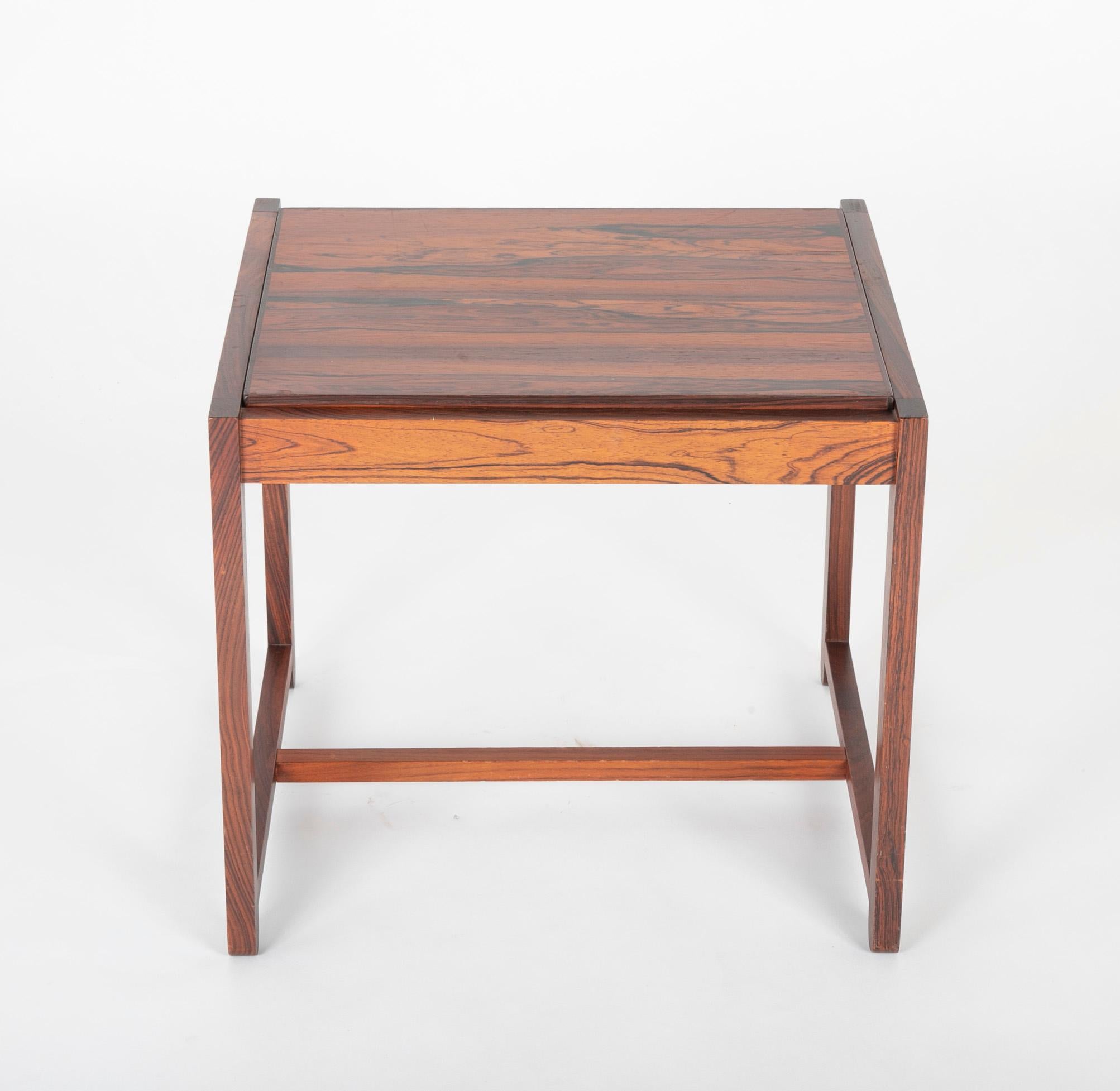 Mid-Century Modern Mid Century Danish Rosewood Flip-Top Side Table and Stool For Sale