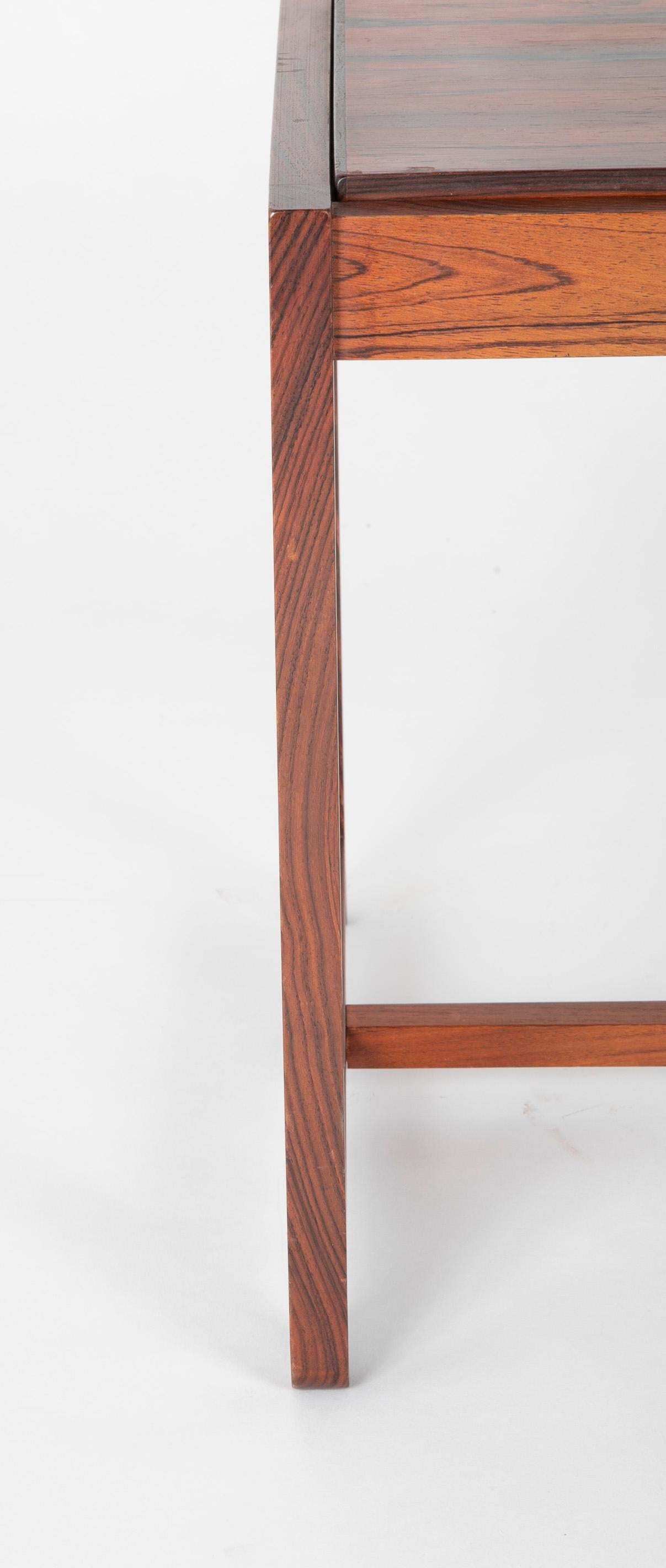 20th Century Mid Century Danish Rosewood Flip-Top Side Table and Stool
