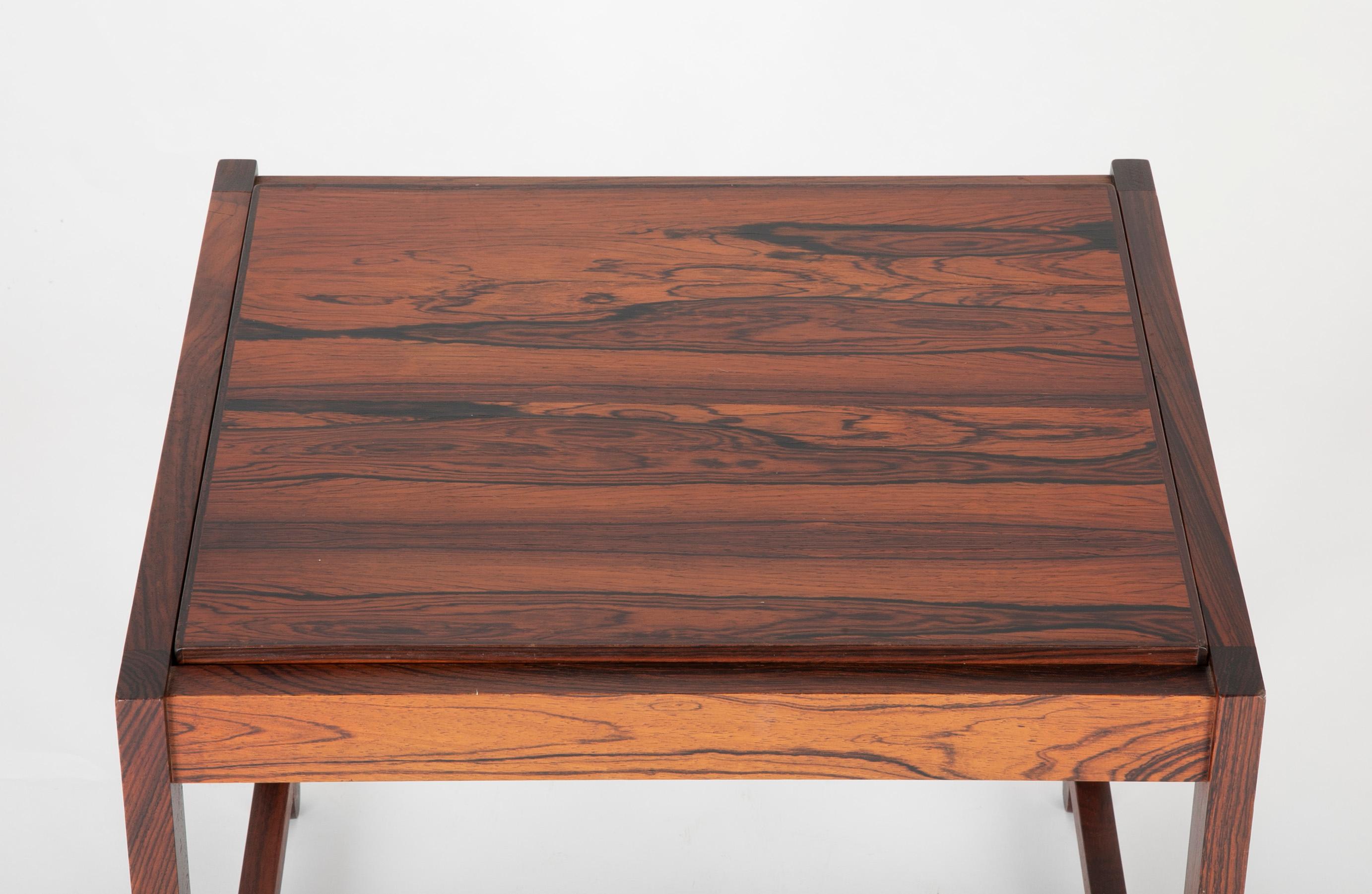 Mid Century Danish Rosewood Flip-Top Side Table and Stool 1