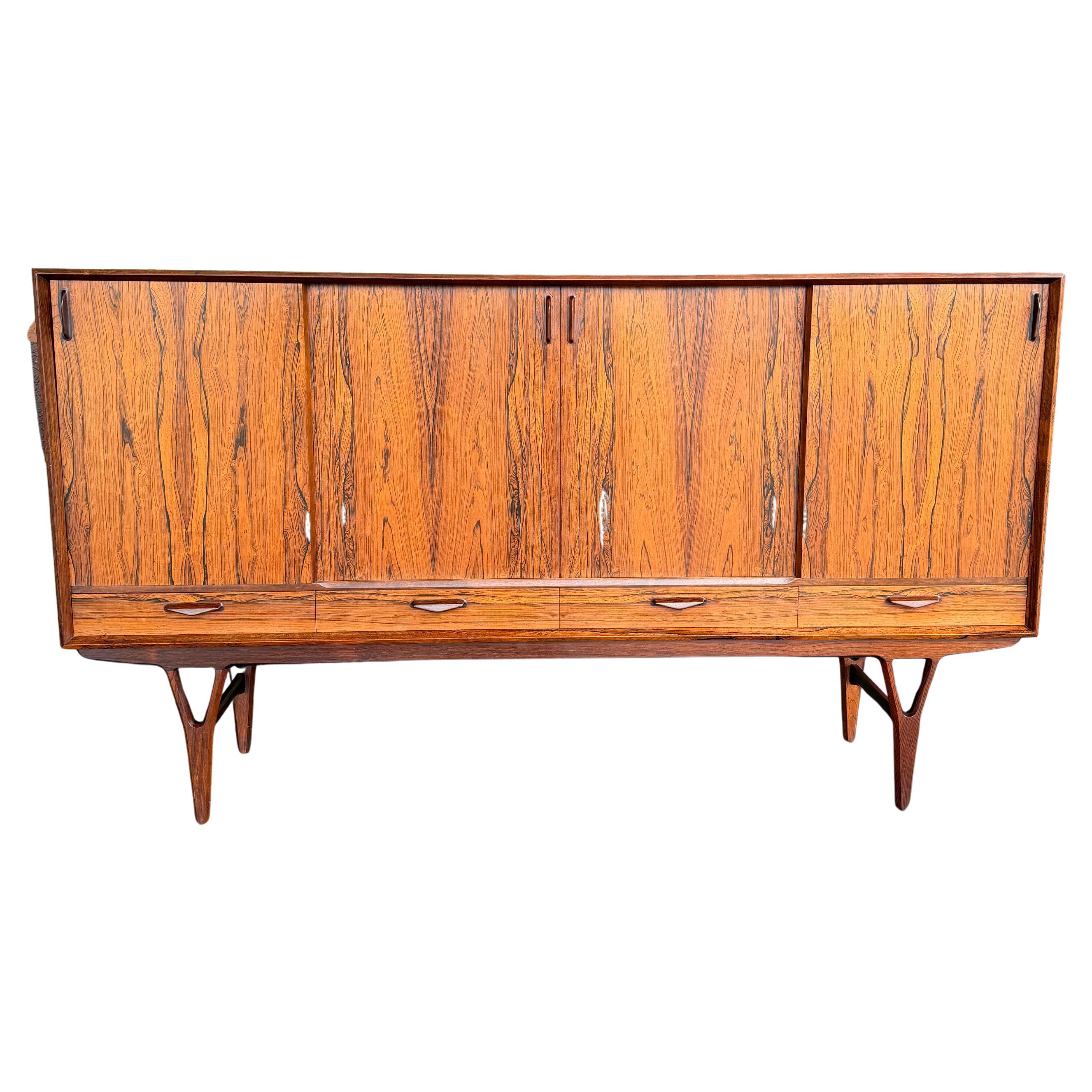 Mid Century Danish Rosewood Highboard Attr. To Kurt Ostervig For Sale