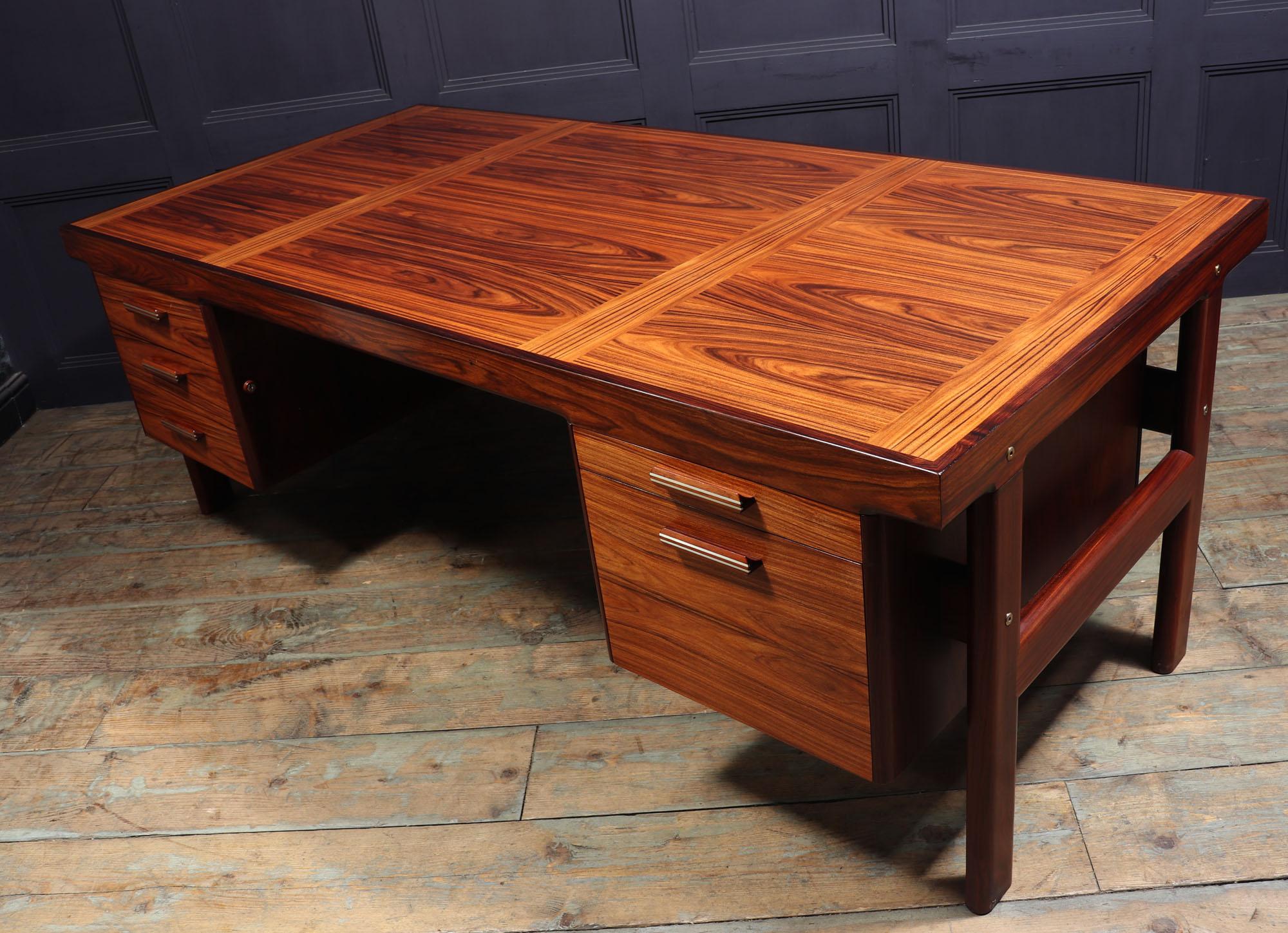 Polished Danish Rosewood Desk by Arne Vodder for Sibast