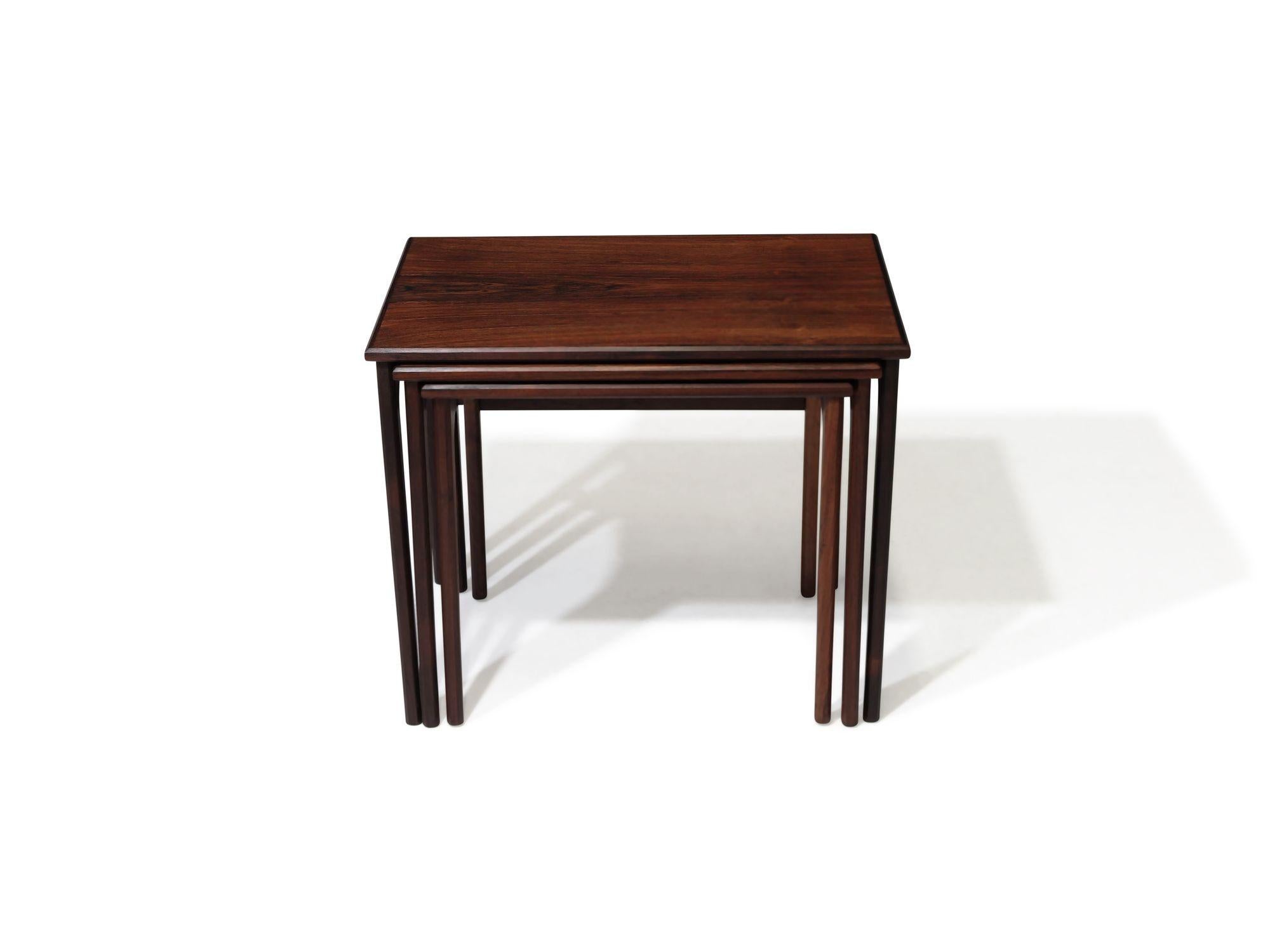 Oiled Mid-Century Danish Rosewood Nesting Tables For Sale
