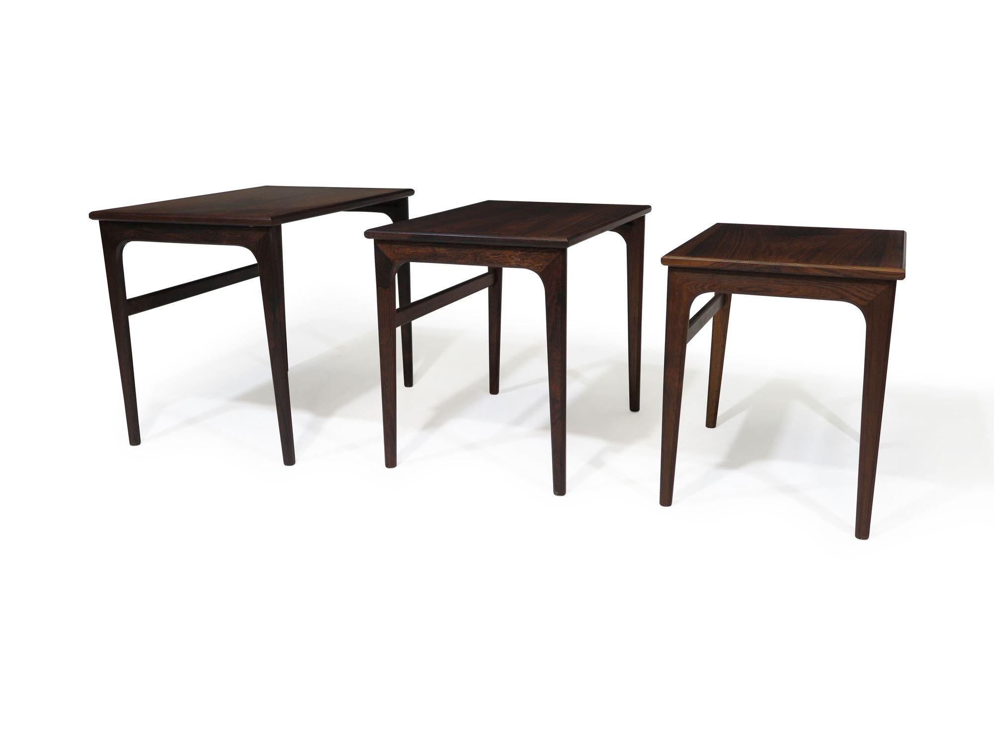 Mid-Century Danish Rosewood Nesting Tables For Sale 2