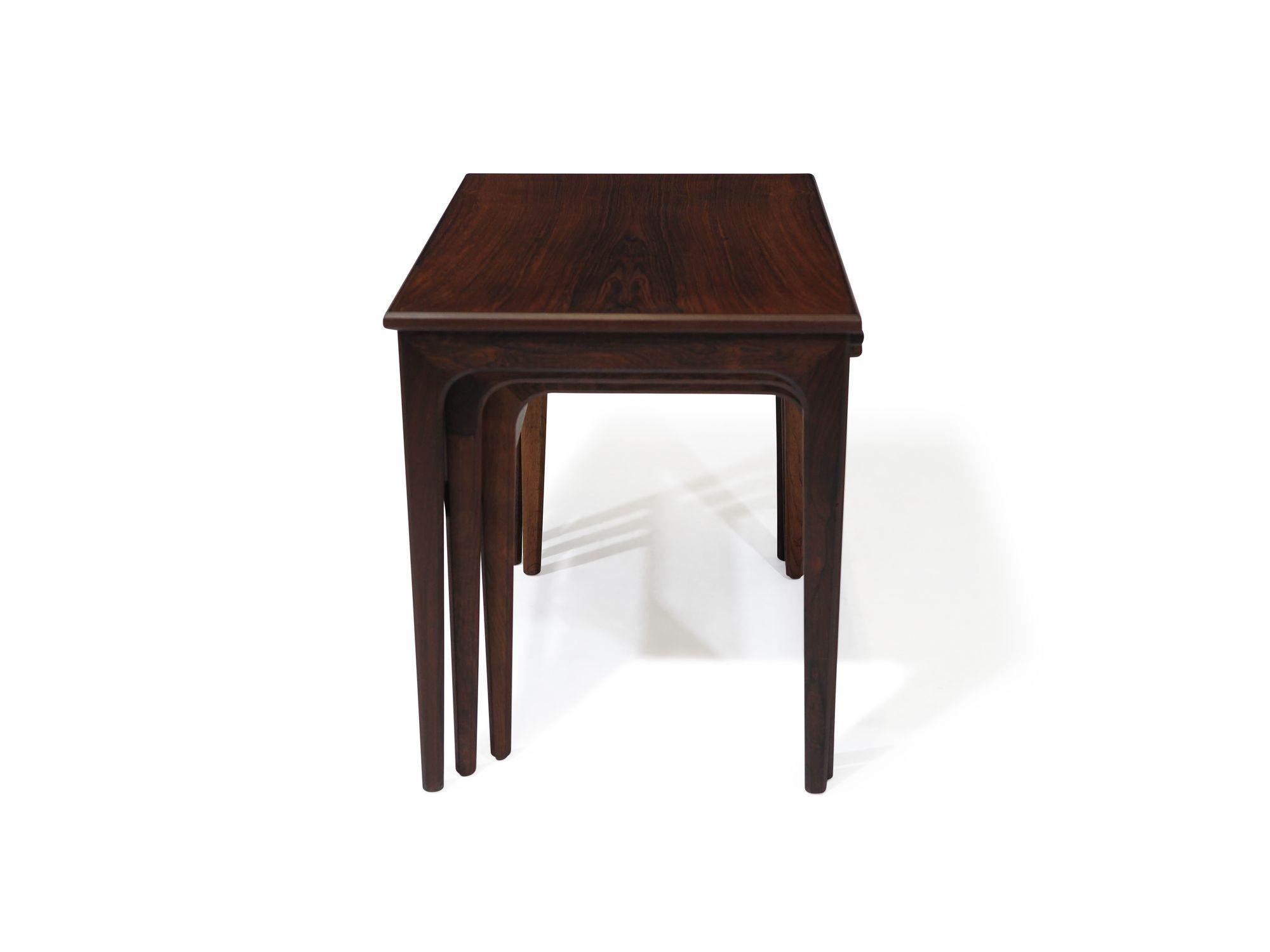 Mid-Century Danish Rosewood Nesting Tables For Sale 3