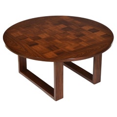 Vintage Mid Century Danish Rosewood Parquetry Coffee Table Attributed To Poul Cadovius
