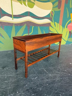 Mid Century Danish Rosewood Planter Box With Magazine Rack