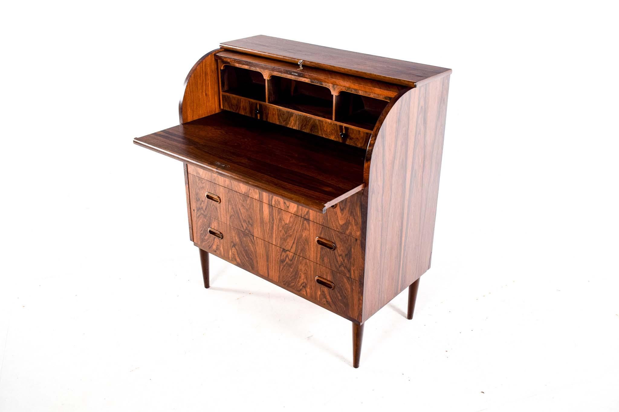 Mid-20th Century Mid Century Danish Rosewood Roll-top Secretary Desk