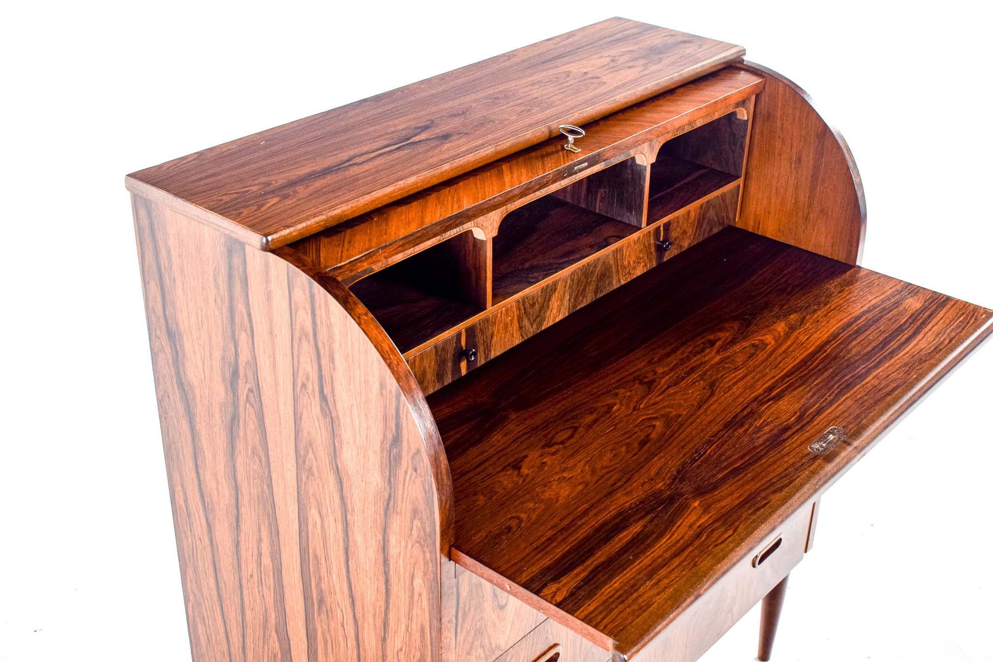 Mid Century Danish Rosewood Roll-top Secretary Desk 1
