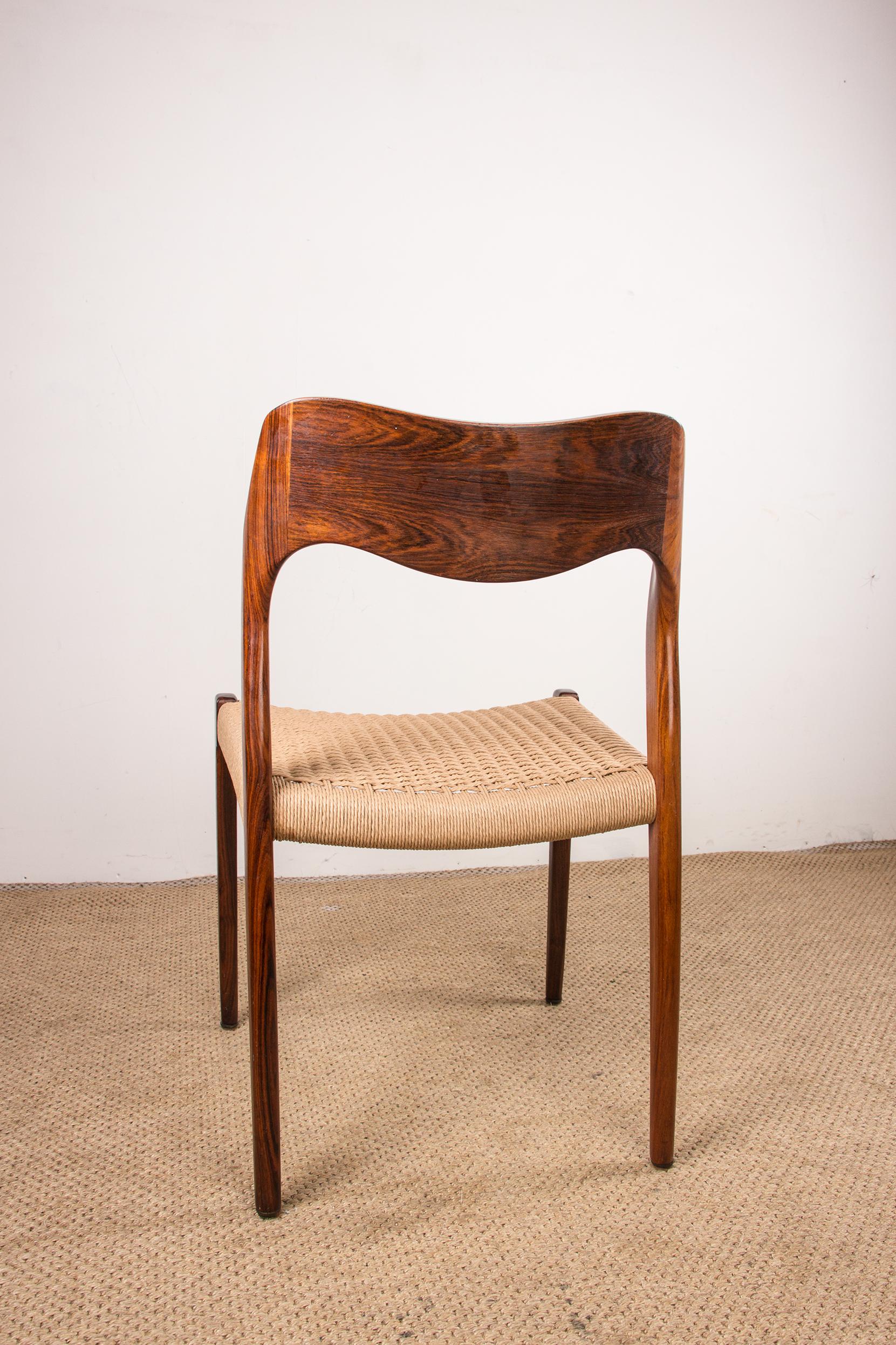 Mid-Century Danish Rosewood & Rope Dining Chairs Model 71 by Niels Otto Moller 8