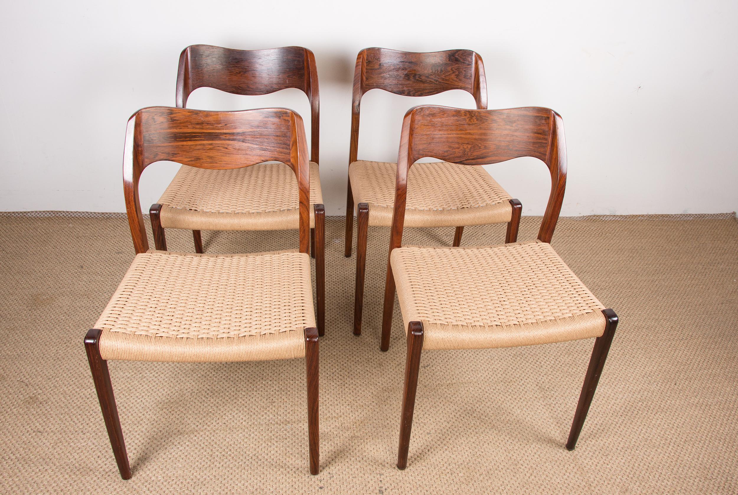 Mid-Century Danish Rosewood & Rope Dining Chairs Model 71 by Niels Otto Moller 11