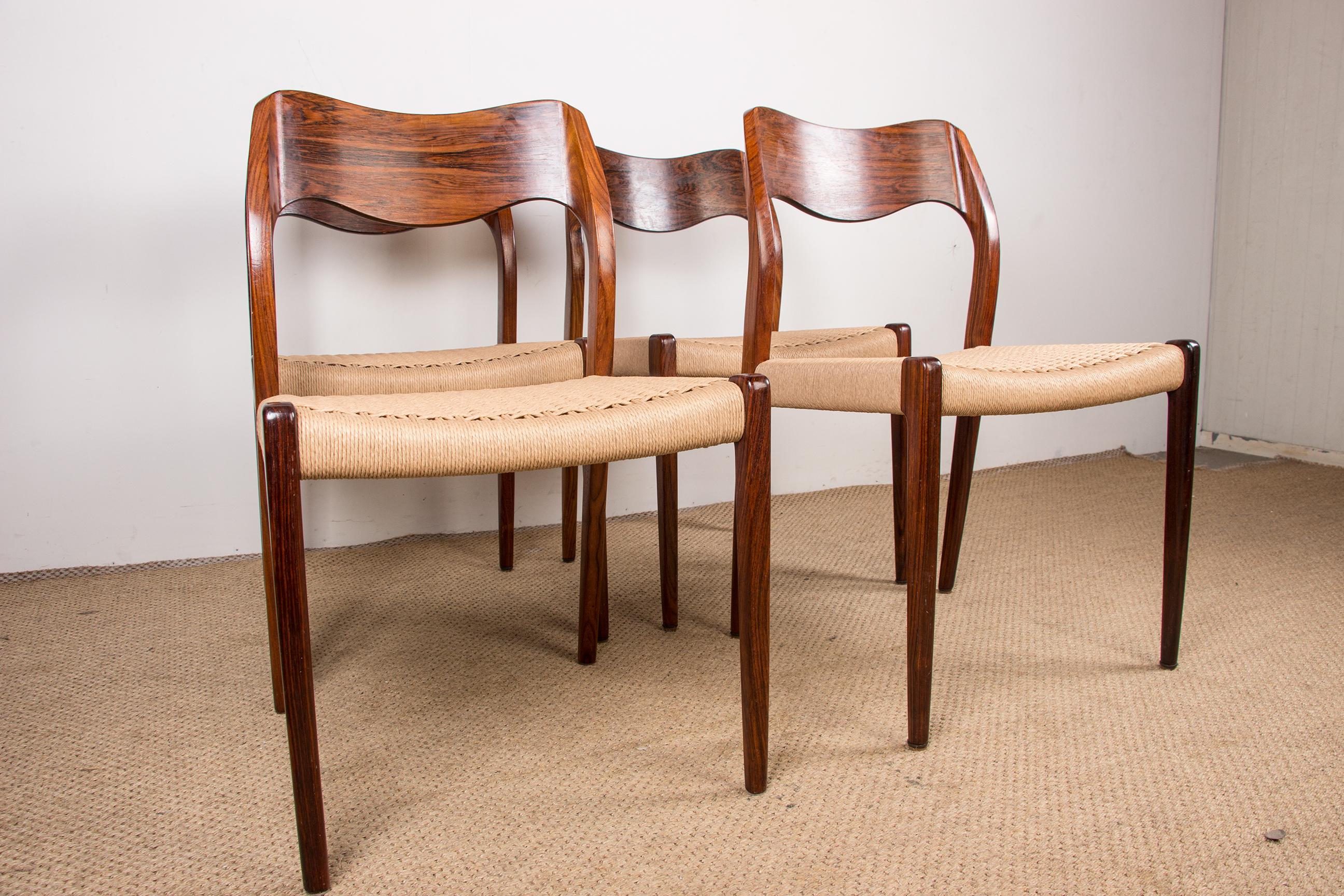 Mid-Century Danish Rosewood & Rope Dining Chairs Model 71 by Niels Otto Moller 13