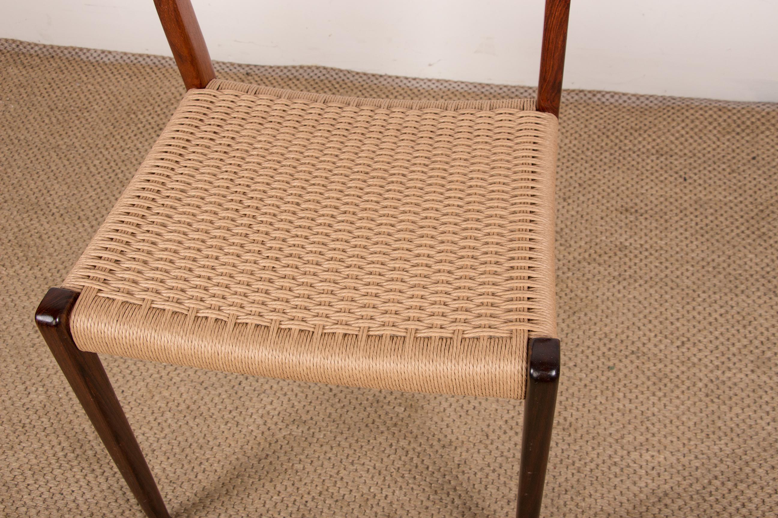 Mid-Century Danish Rosewood & Rope Dining Chairs Model 71 by Niels Otto Moller In Excellent Condition In JOINVILLE-LE-PONT, FR