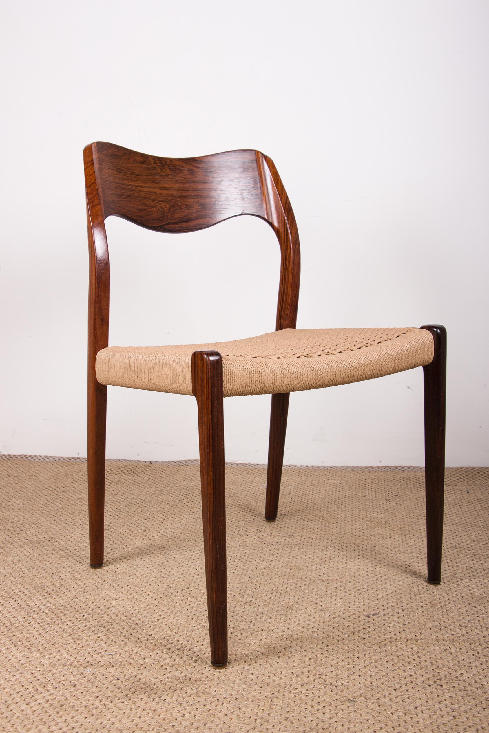 Mid-20th Century Mid-Century Danish Rosewood & Rope Dining Chairs Model 71 by Niels Otto Moller