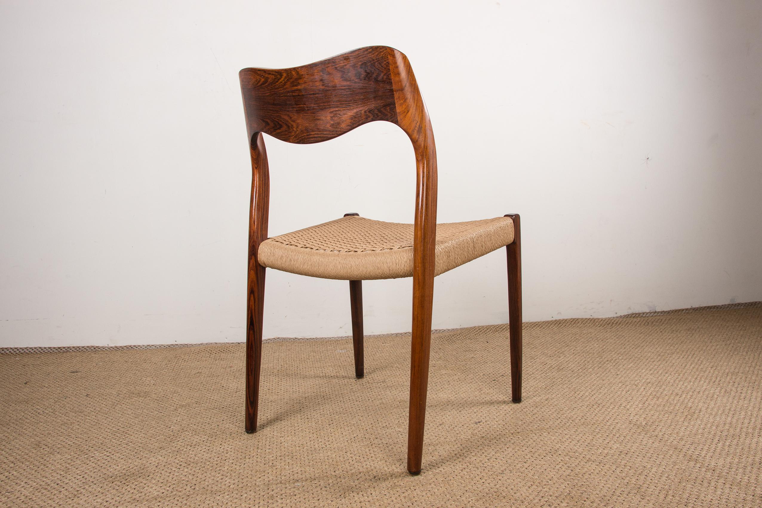 Mid-Century Danish Rosewood & Rope Dining Chairs Model 71 by Niels Otto Moller 4