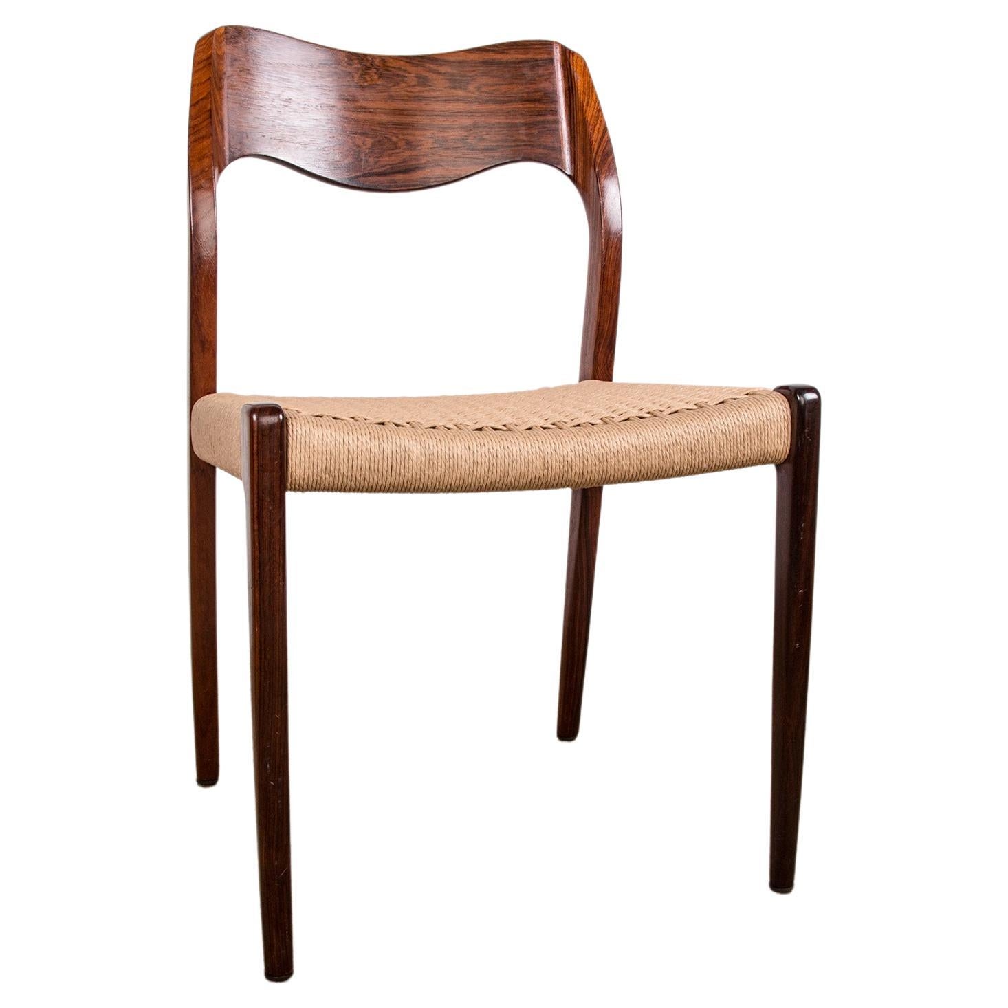Mid-Century Danish Rosewood & Rope Dining Chairs Model 71 by Niels Otto Moller