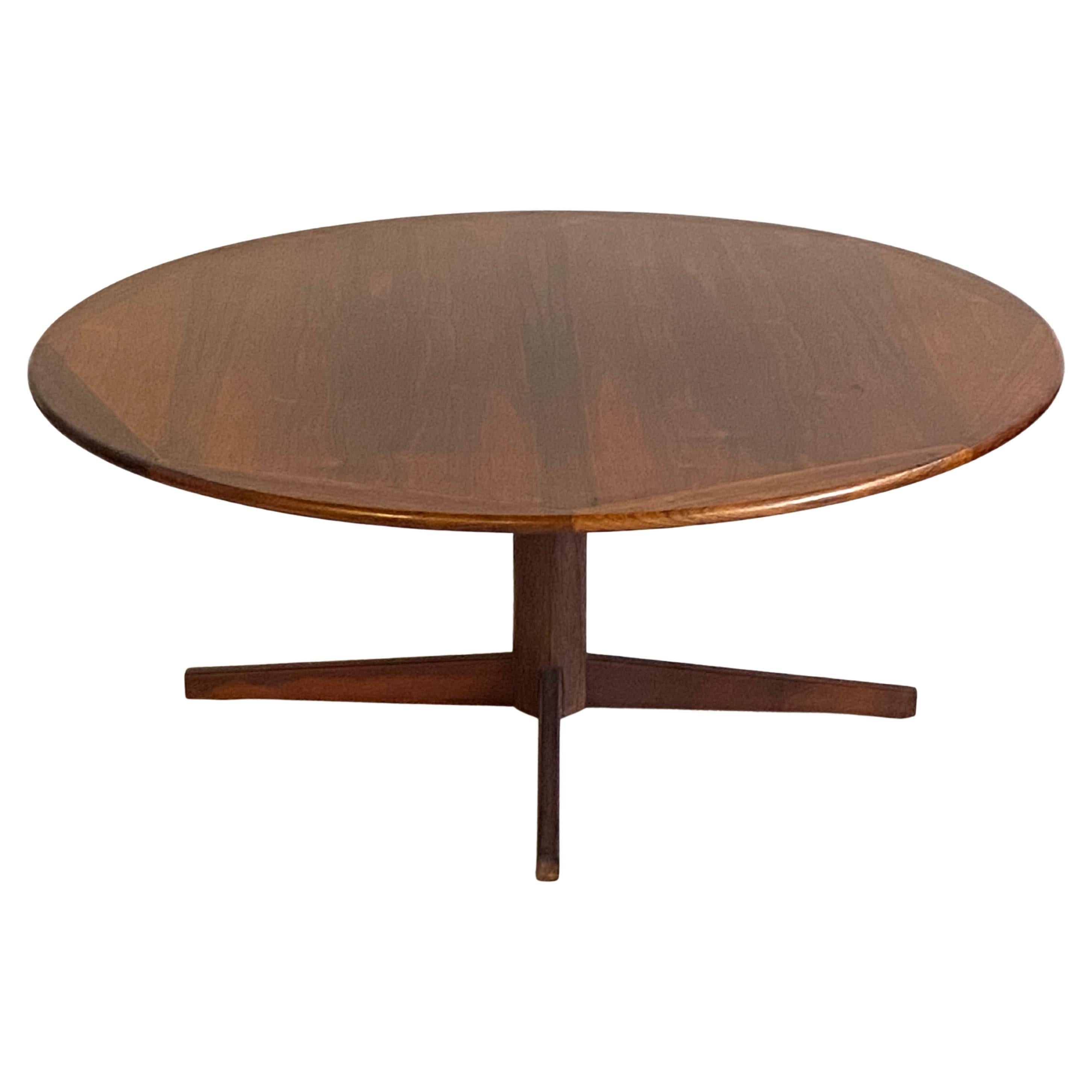 Mid century Danish rosewood round pedestal coffee table