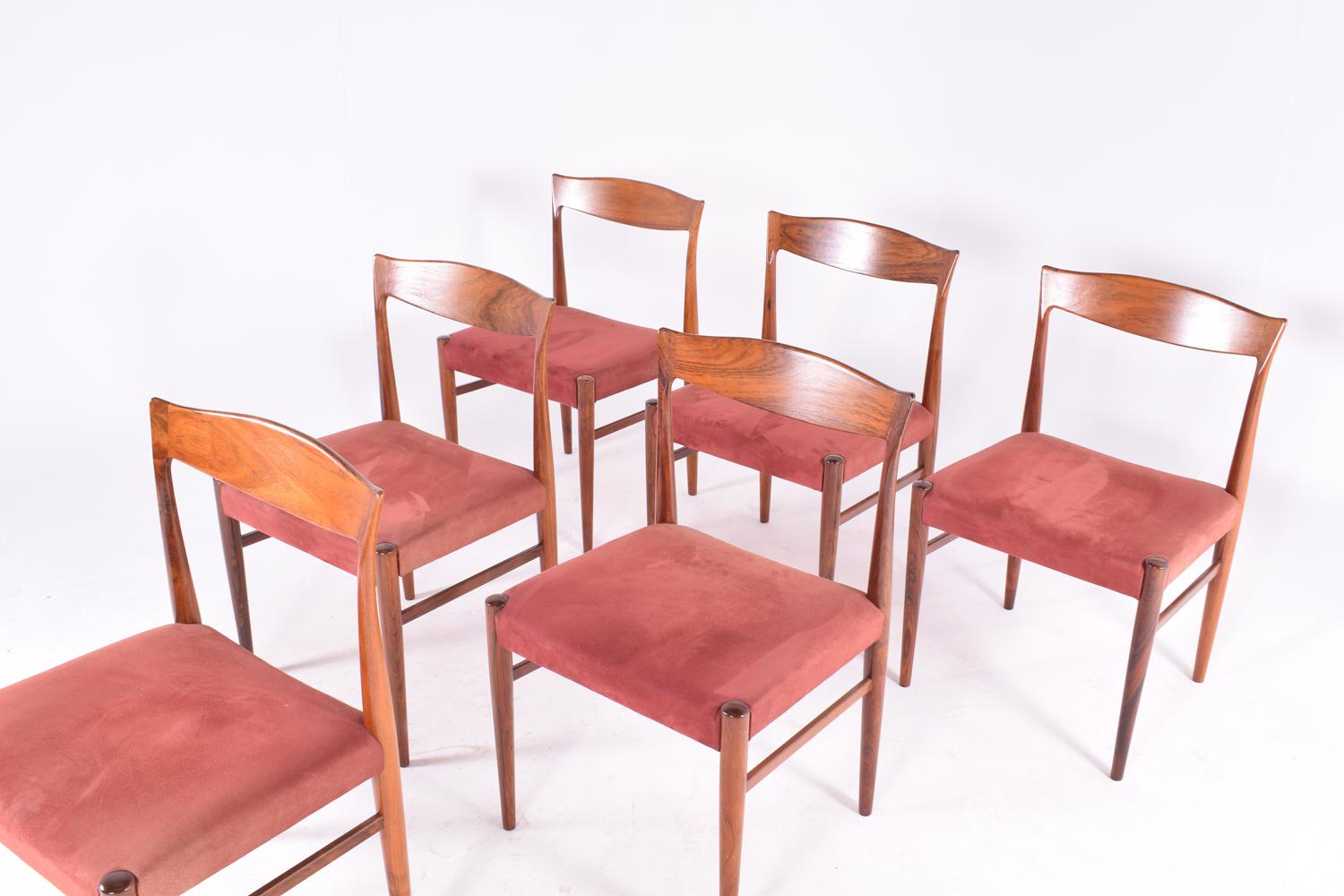 Mid-Century Modern Midcentury Danish Rosewood Set of 6 Dinning Chairs by Erling Torvits for Soro 