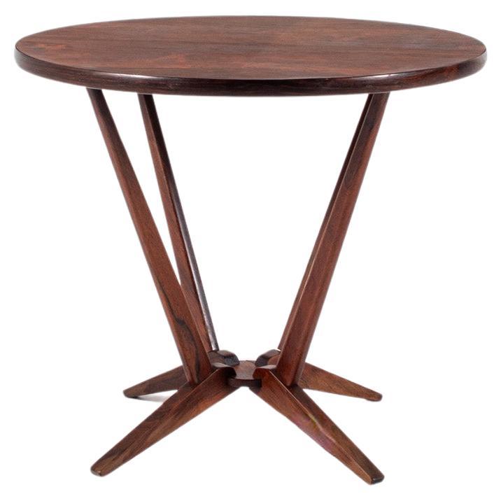 Mid-Century Danish Rosewood Side Table, Sculptural Base, 1960s For Sale
