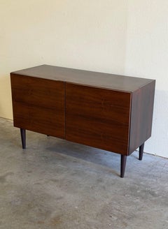 Mid Century Danish Rosewood Sideboard Storage Cabinet on Tapered Legs