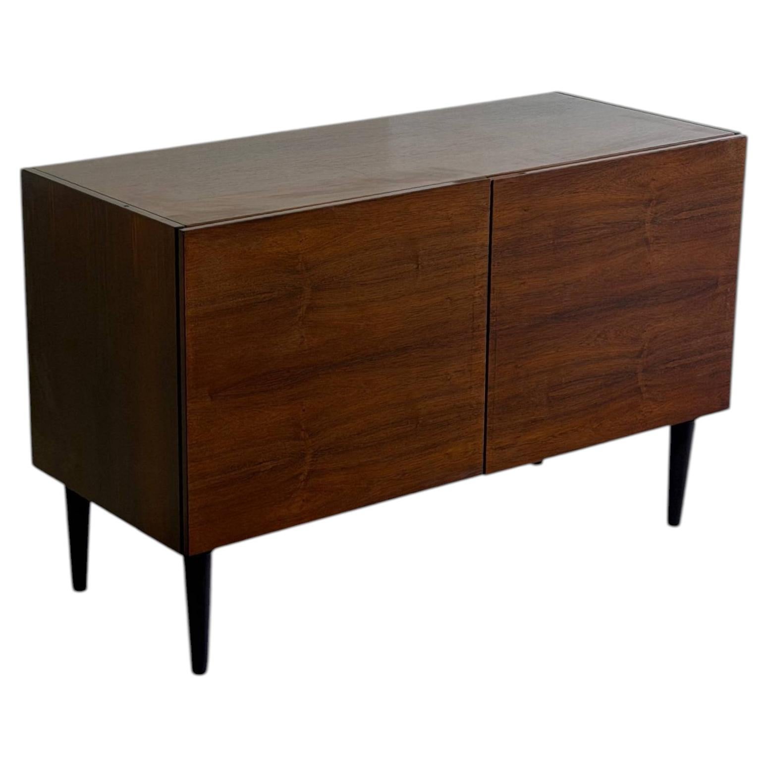 Mid Century Danish Rosewood Sideboard Storage Cabinet on Tapered Legs For Sale